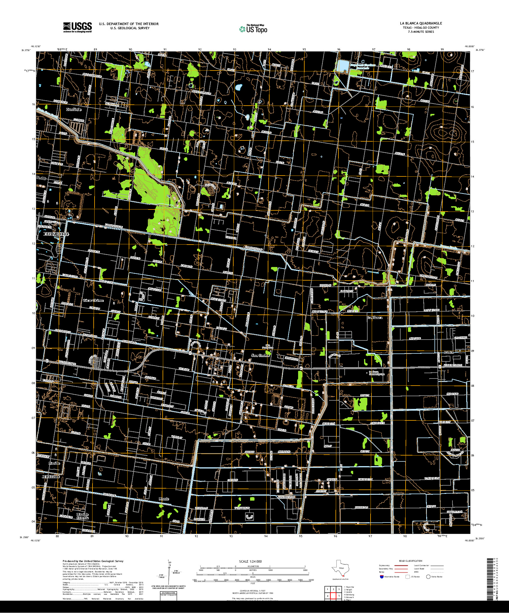 US TOPO 7.5-MINUTE MAP FOR LA BLANCA, TX