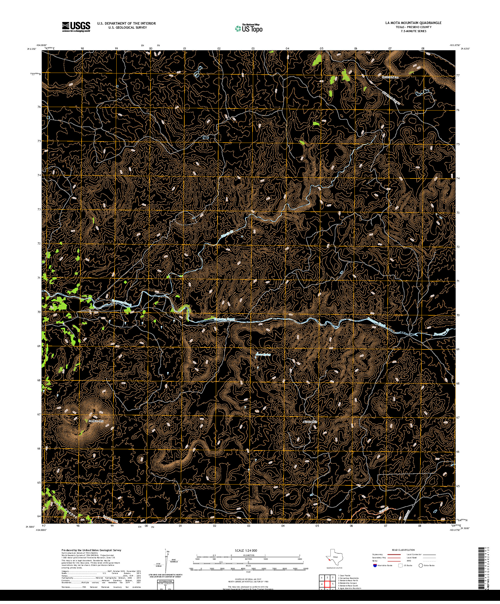 US TOPO 7.5-MINUTE MAP FOR LA MOTA MOUNTAIN, TX