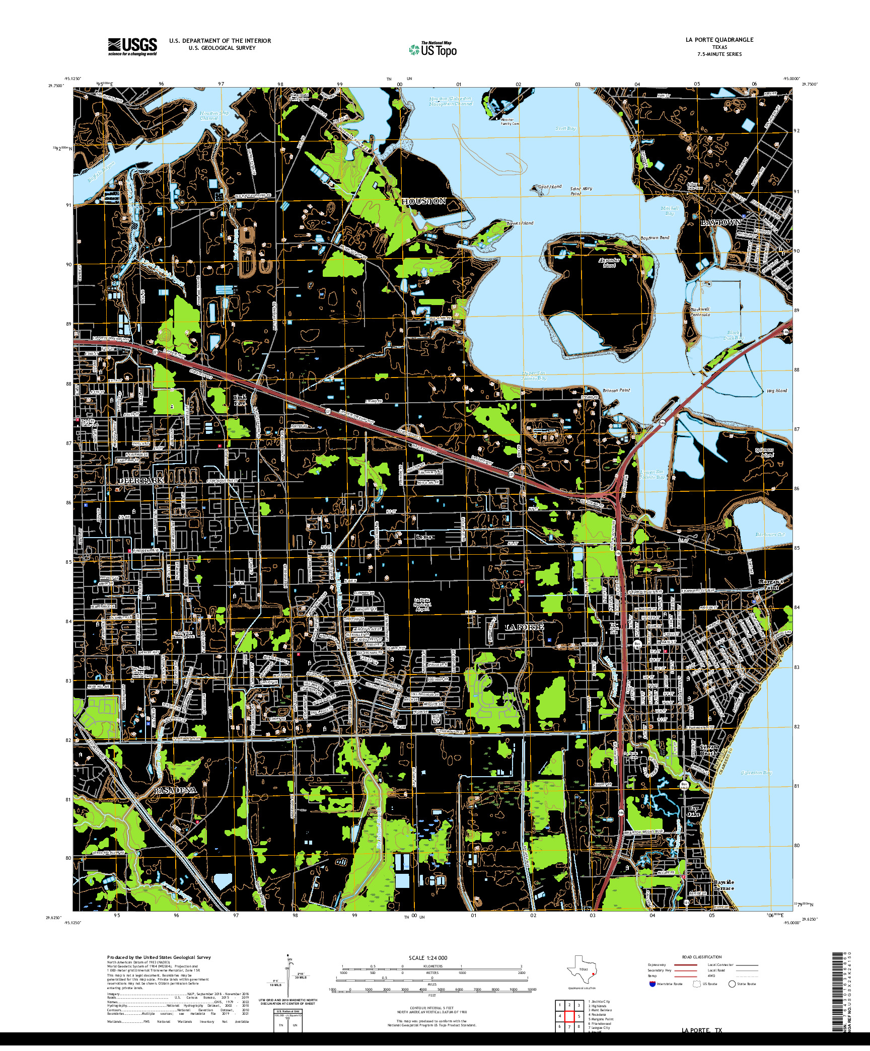 US TOPO 7.5-MINUTE MAP FOR LA PORTE, TX