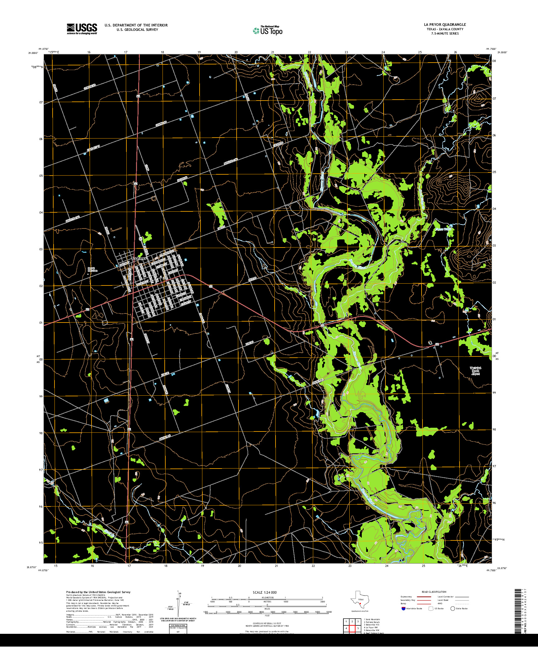 US TOPO 7.5-MINUTE MAP FOR LA PRYOR, TX