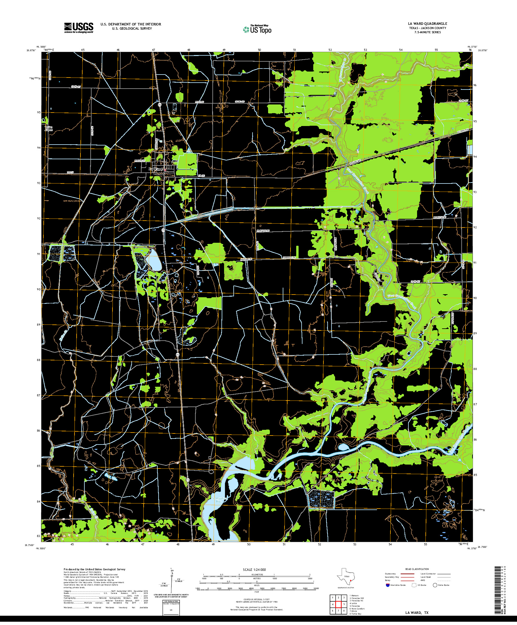 US TOPO 7.5-MINUTE MAP FOR LA WARD, TX