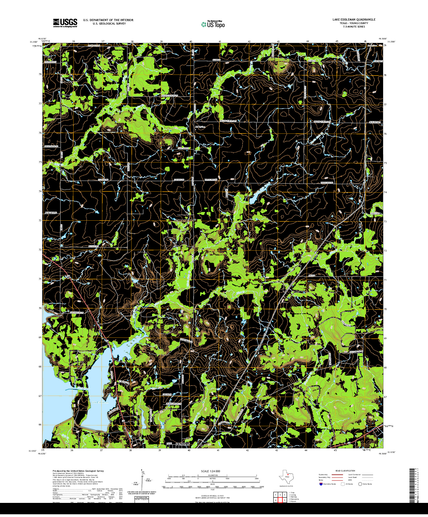 US TOPO 7.5-MINUTE MAP FOR LAKE EDDLEMAN, TX