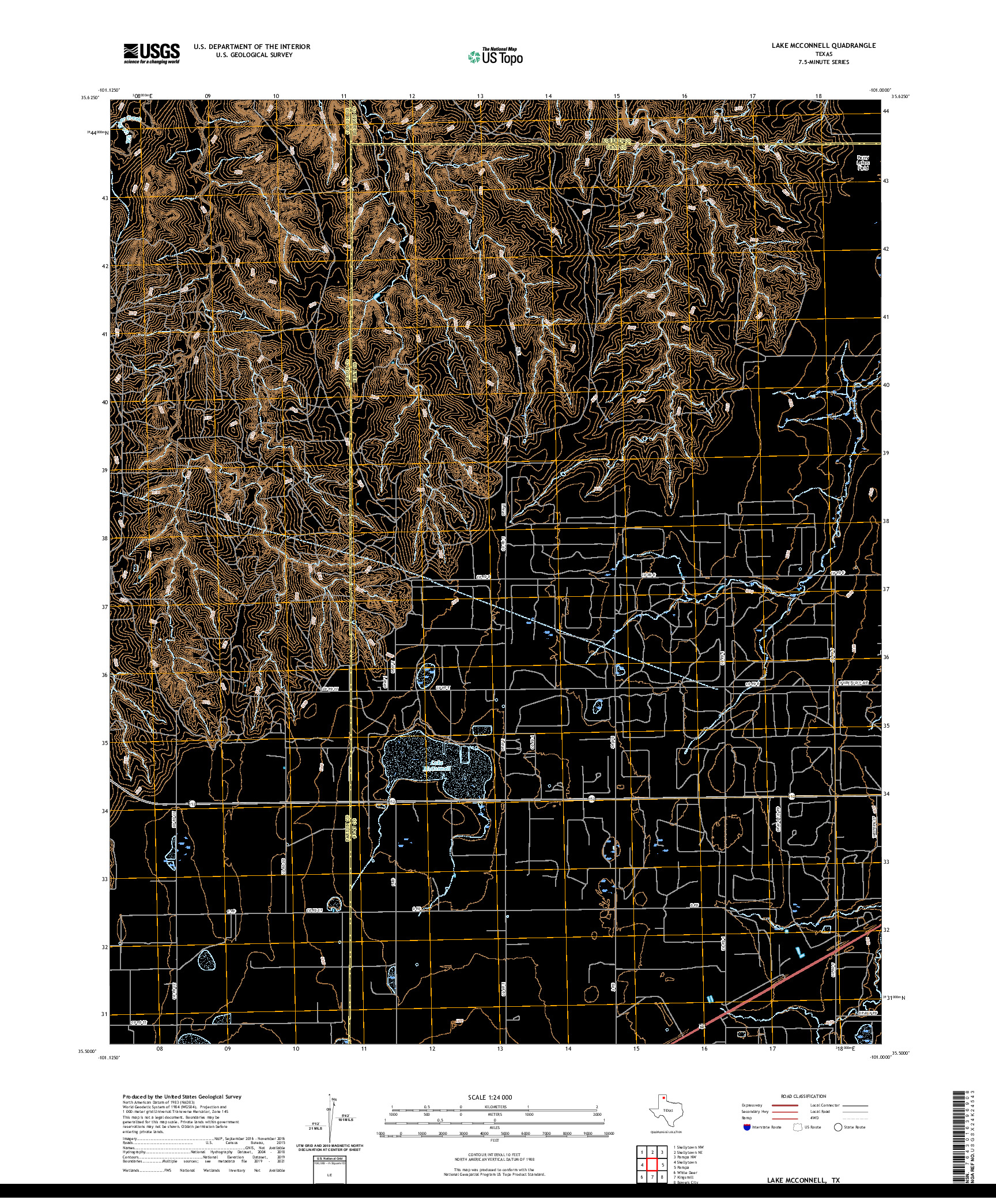 US TOPO 7.5-MINUTE MAP FOR LAKE MCCONNELL, TX