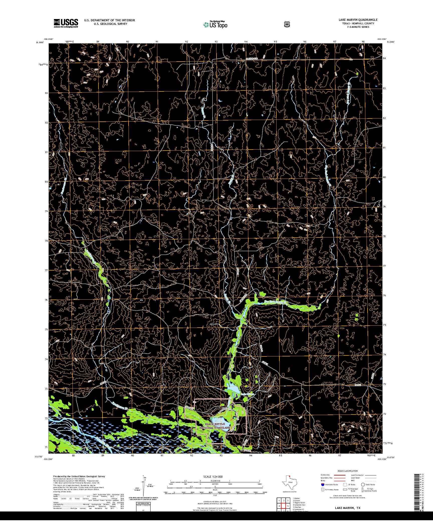 US TOPO 7.5-MINUTE MAP FOR LAKE MARVIN, TX