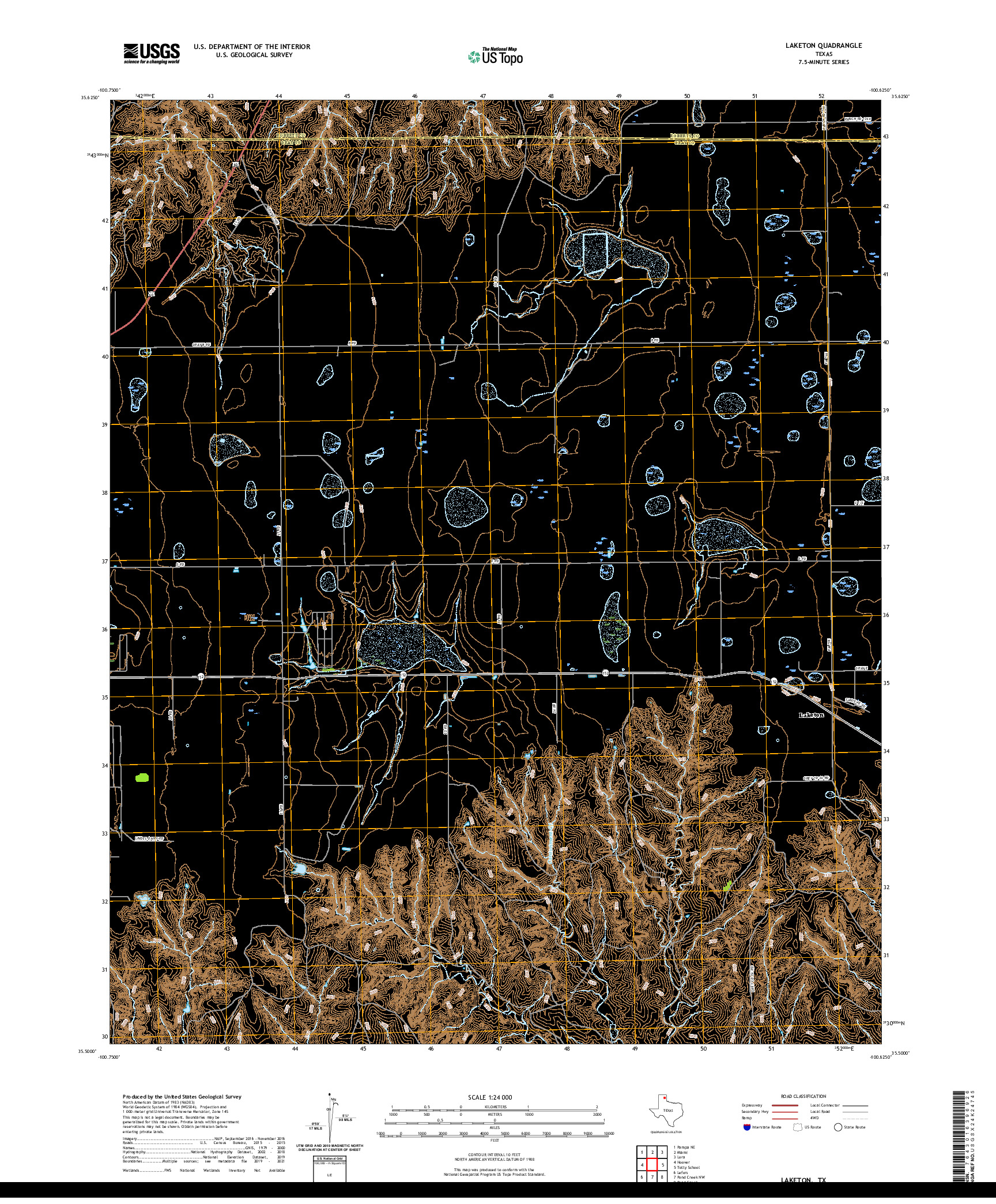 US TOPO 7.5-MINUTE MAP FOR LAKETON, TX