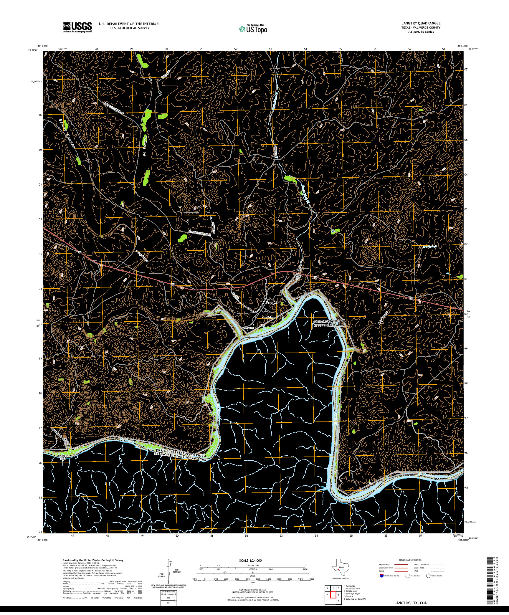 US TOPO 7.5-MINUTE MAP FOR LANGTRY, TX,COA