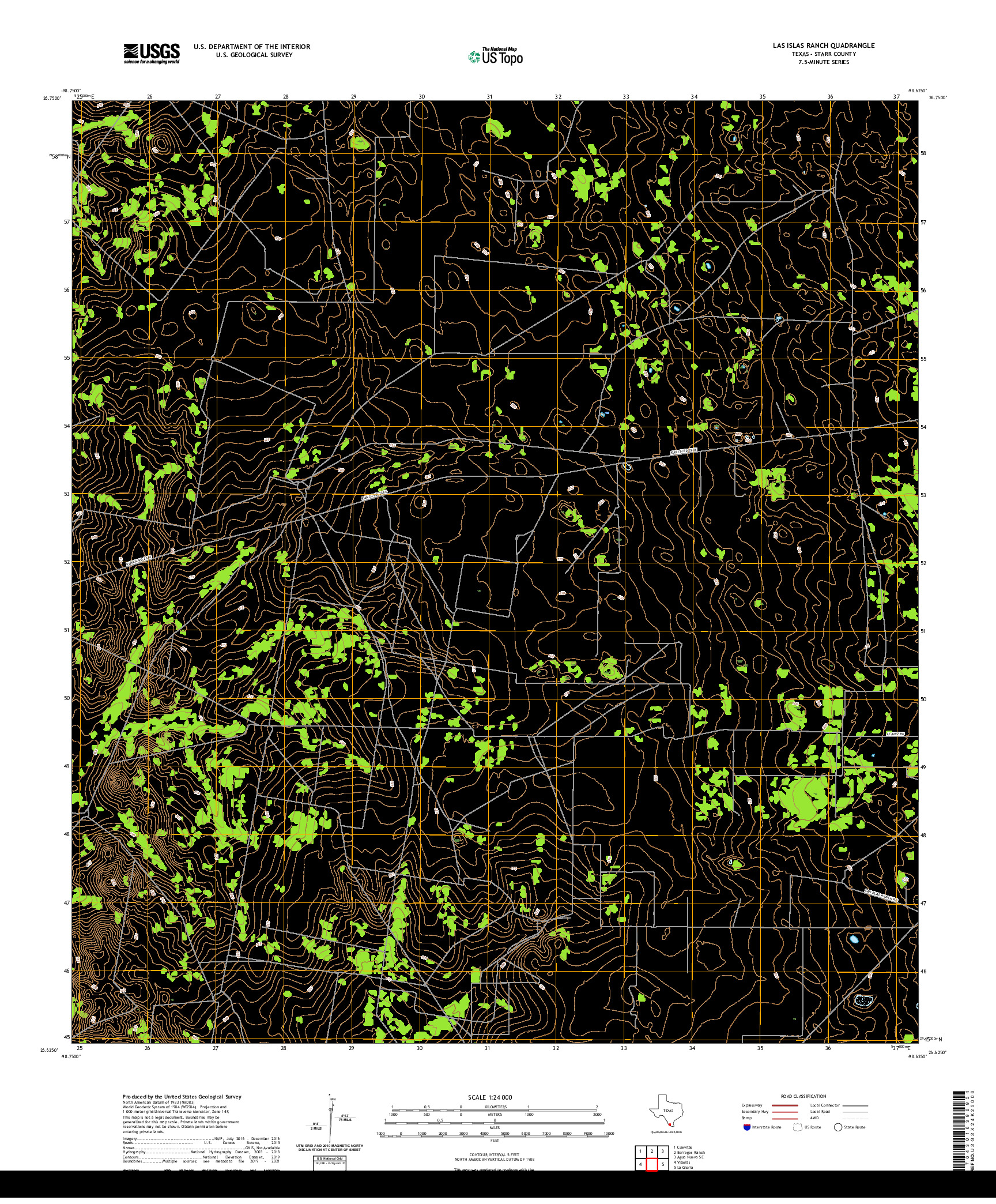 US TOPO 7.5-MINUTE MAP FOR LAS ISLAS RANCH, TX