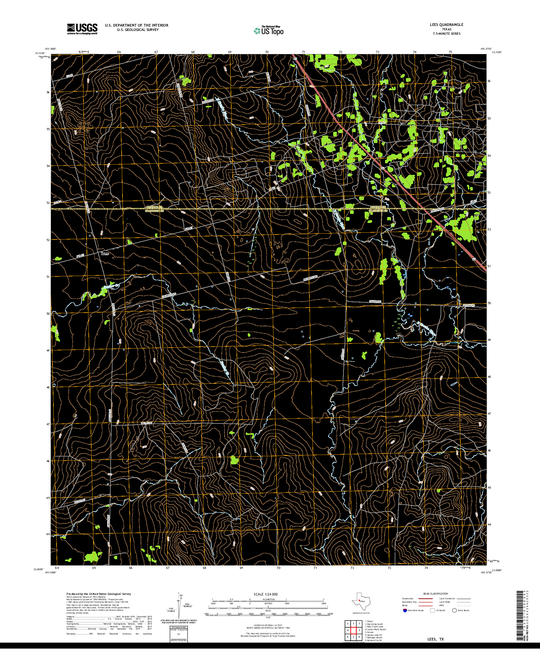 US TOPO 7.5-MINUTE MAP FOR LEES, TX