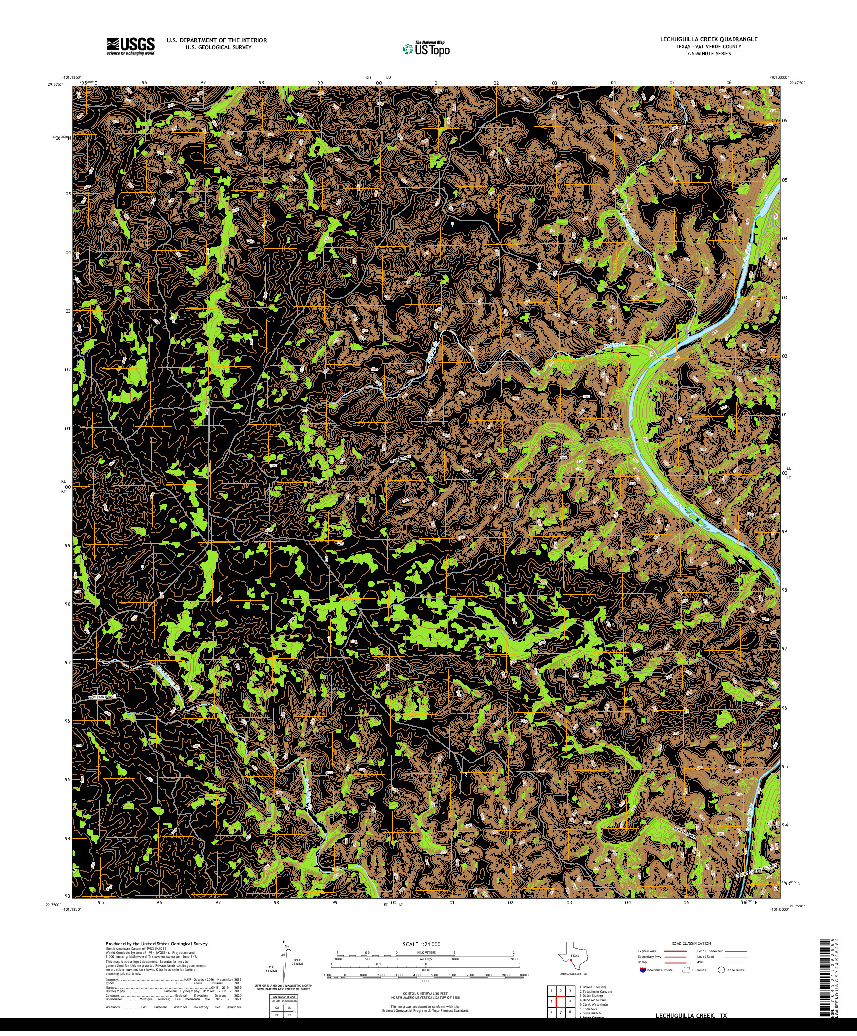 US TOPO 7.5-MINUTE MAP FOR LECHUGUILLA CREEK, TX