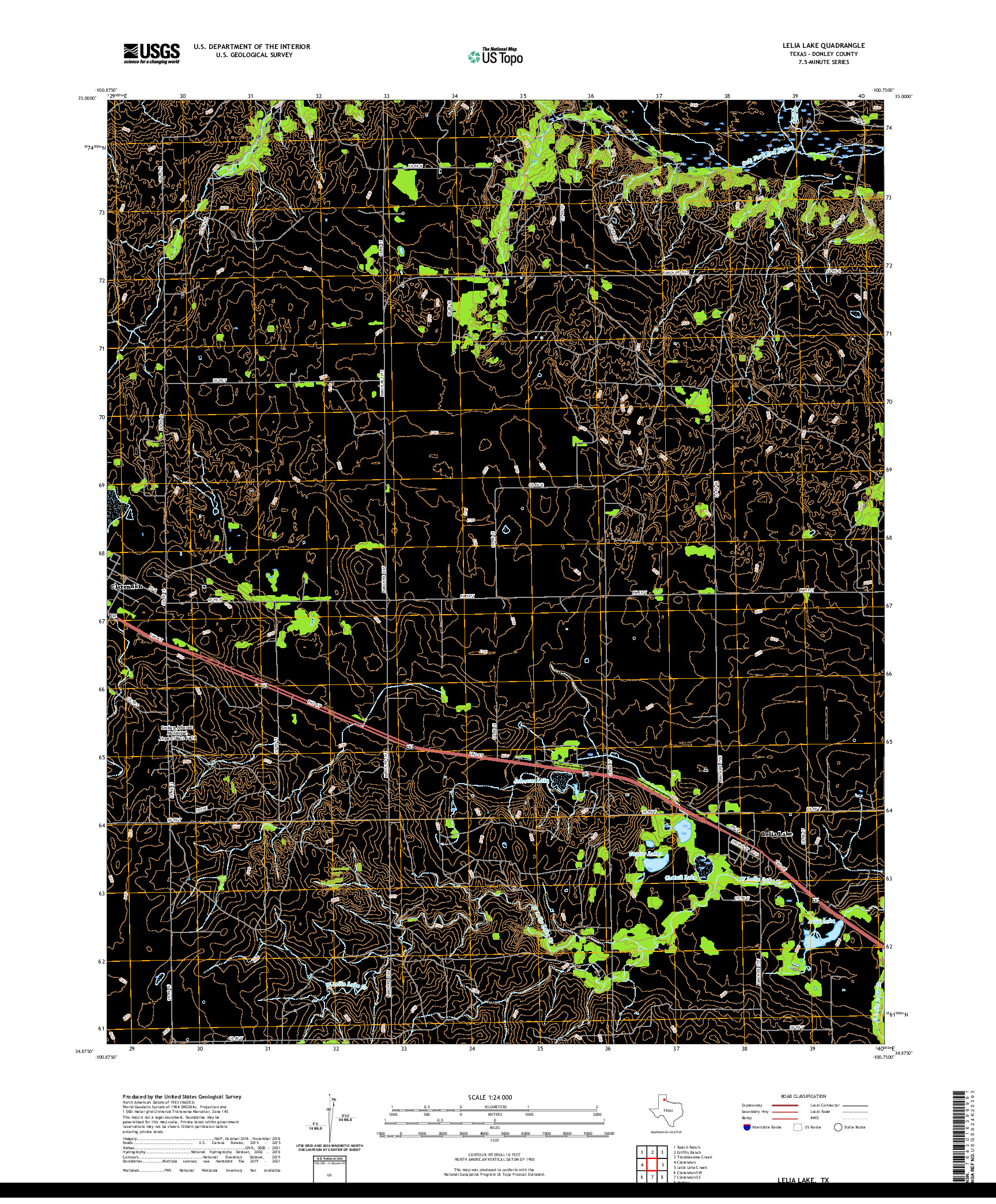 US TOPO 7.5-MINUTE MAP FOR LELIA LAKE, TX