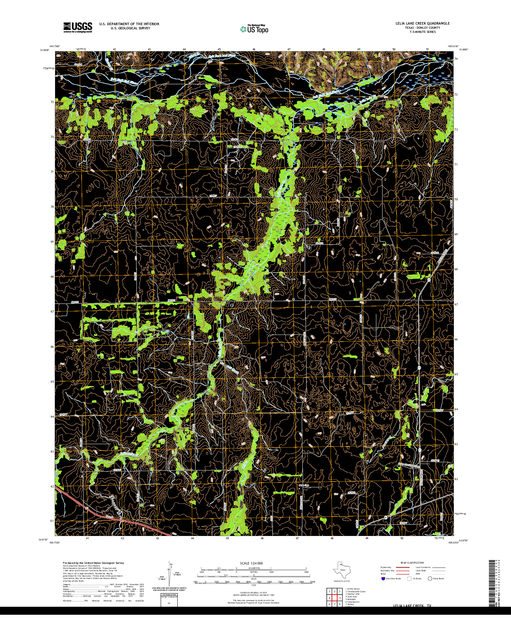 US TOPO 7.5-MINUTE MAP FOR LELIA LAKE CREEK, TX