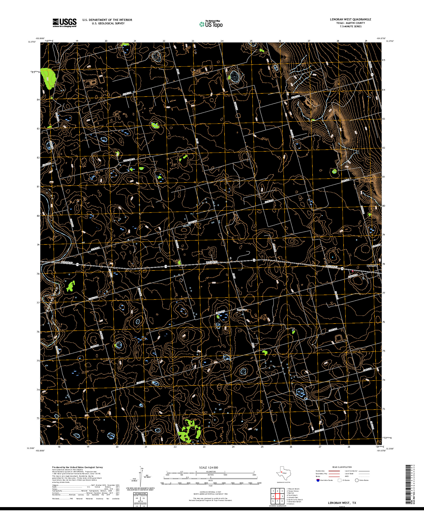 US TOPO 7.5-MINUTE MAP FOR LENORAH WEST, TX