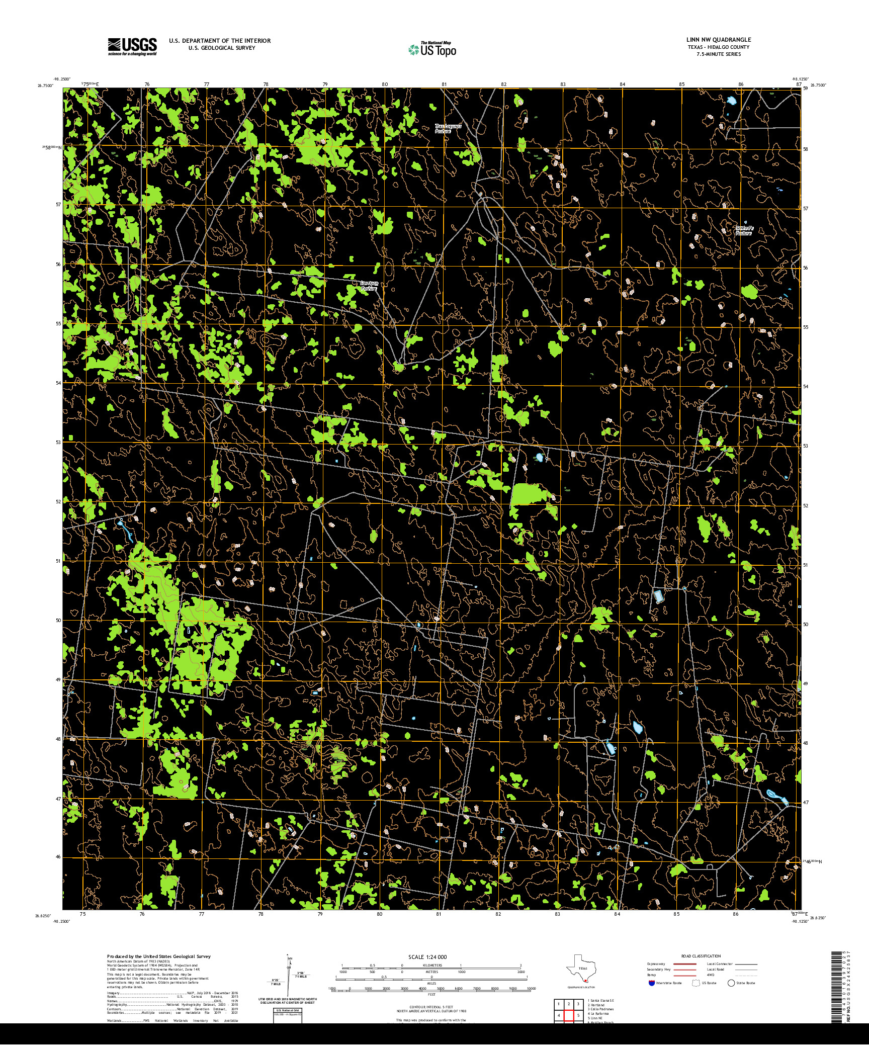 US TOPO 7.5-MINUTE MAP FOR LINN NW, TX