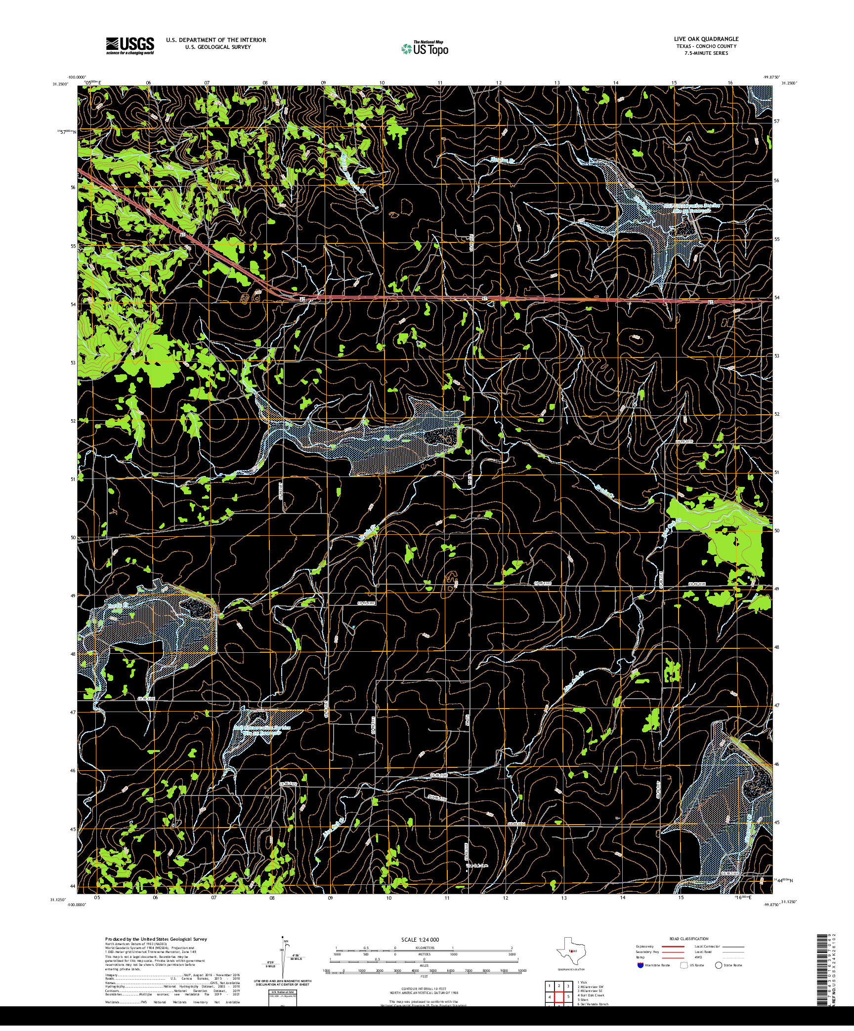 US TOPO 7.5-MINUTE MAP FOR LIVE OAK, TX