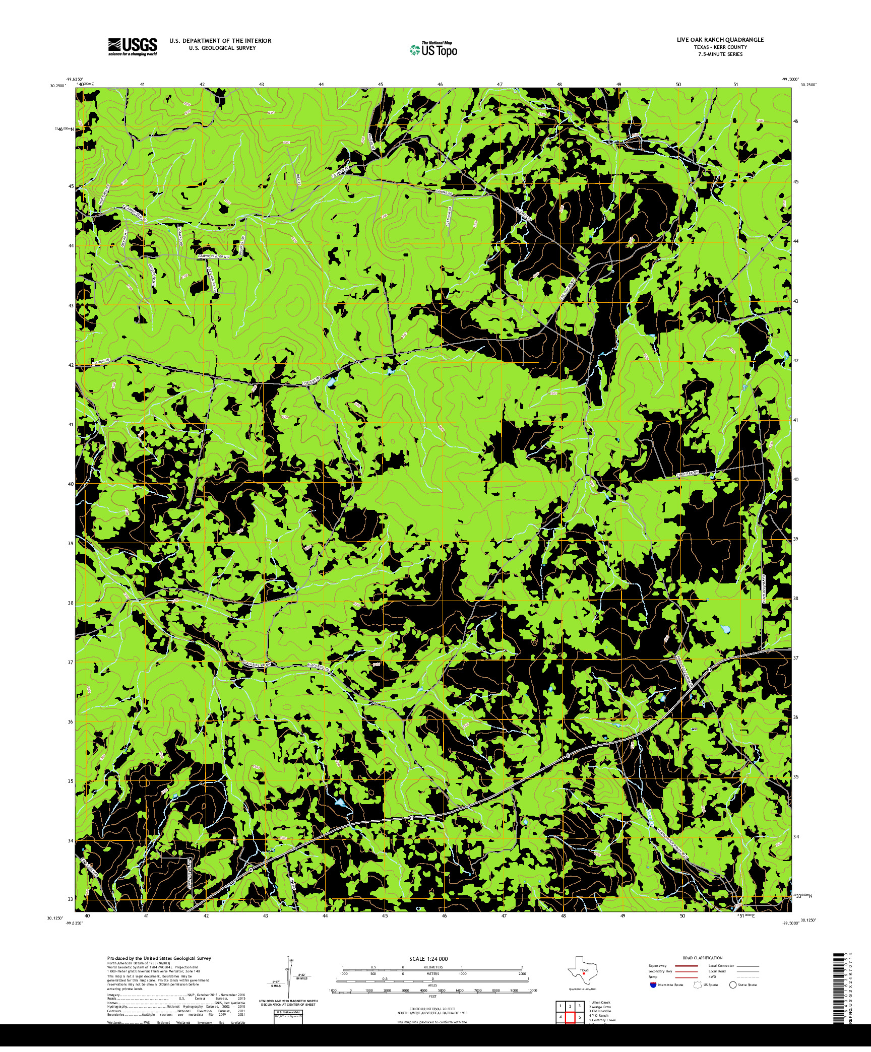 US TOPO 7.5-MINUTE MAP FOR LIVE OAK RANCH, TX