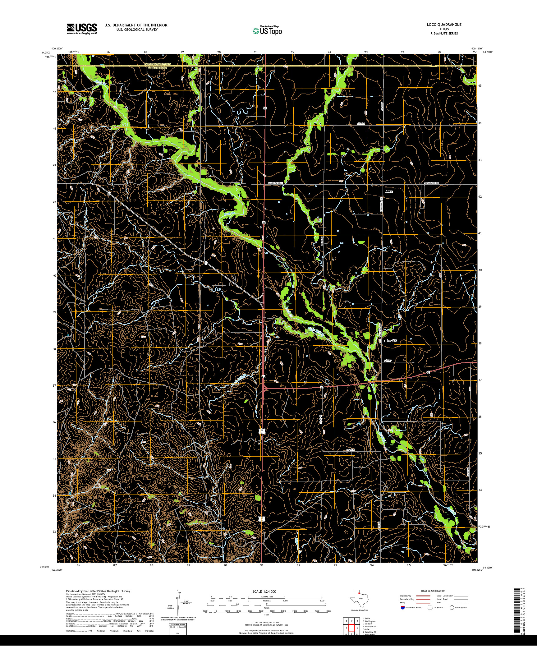 US TOPO 7.5-MINUTE MAP FOR LOCO, TX