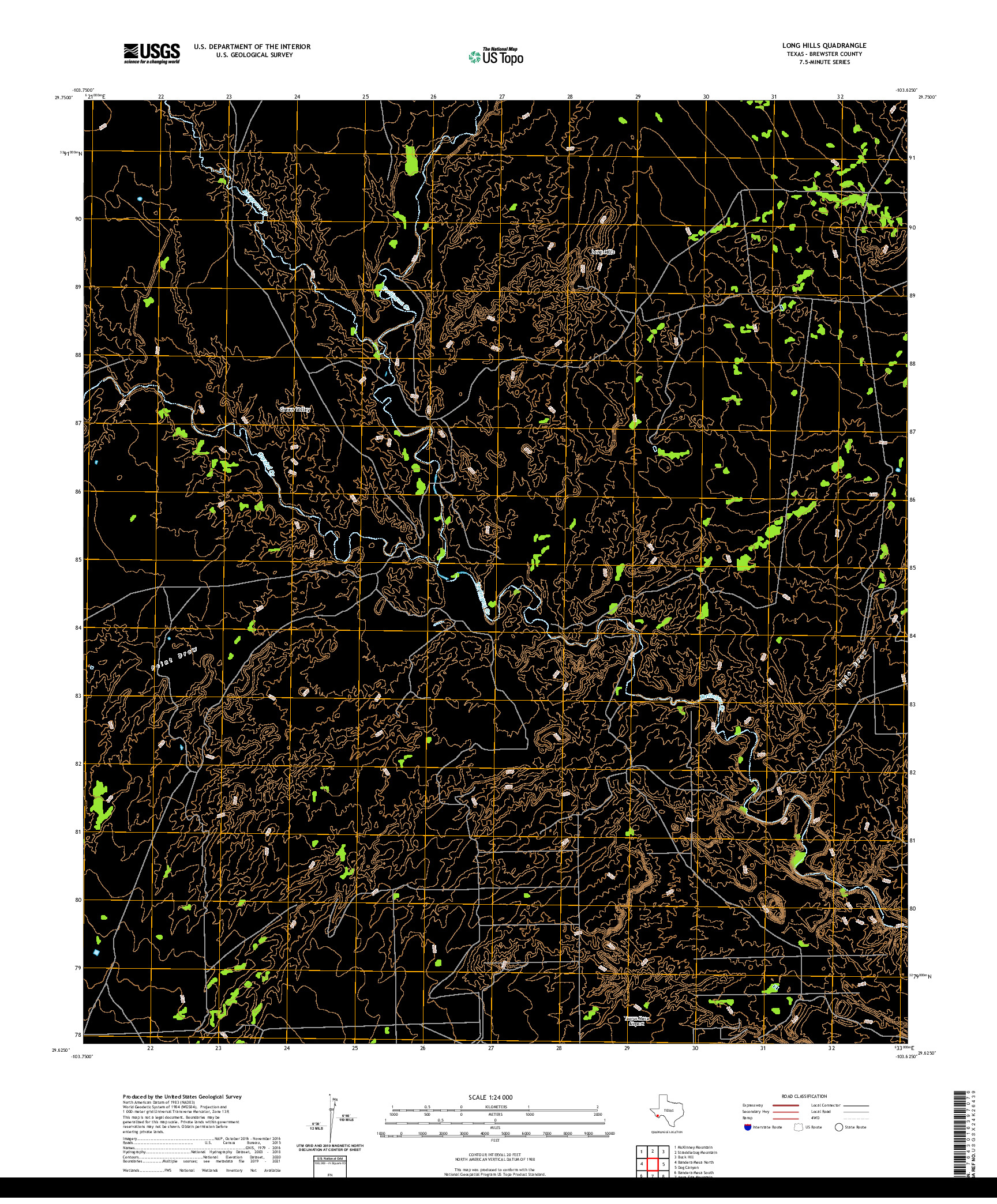 US TOPO 7.5-MINUTE MAP FOR LONG HILLS, TX