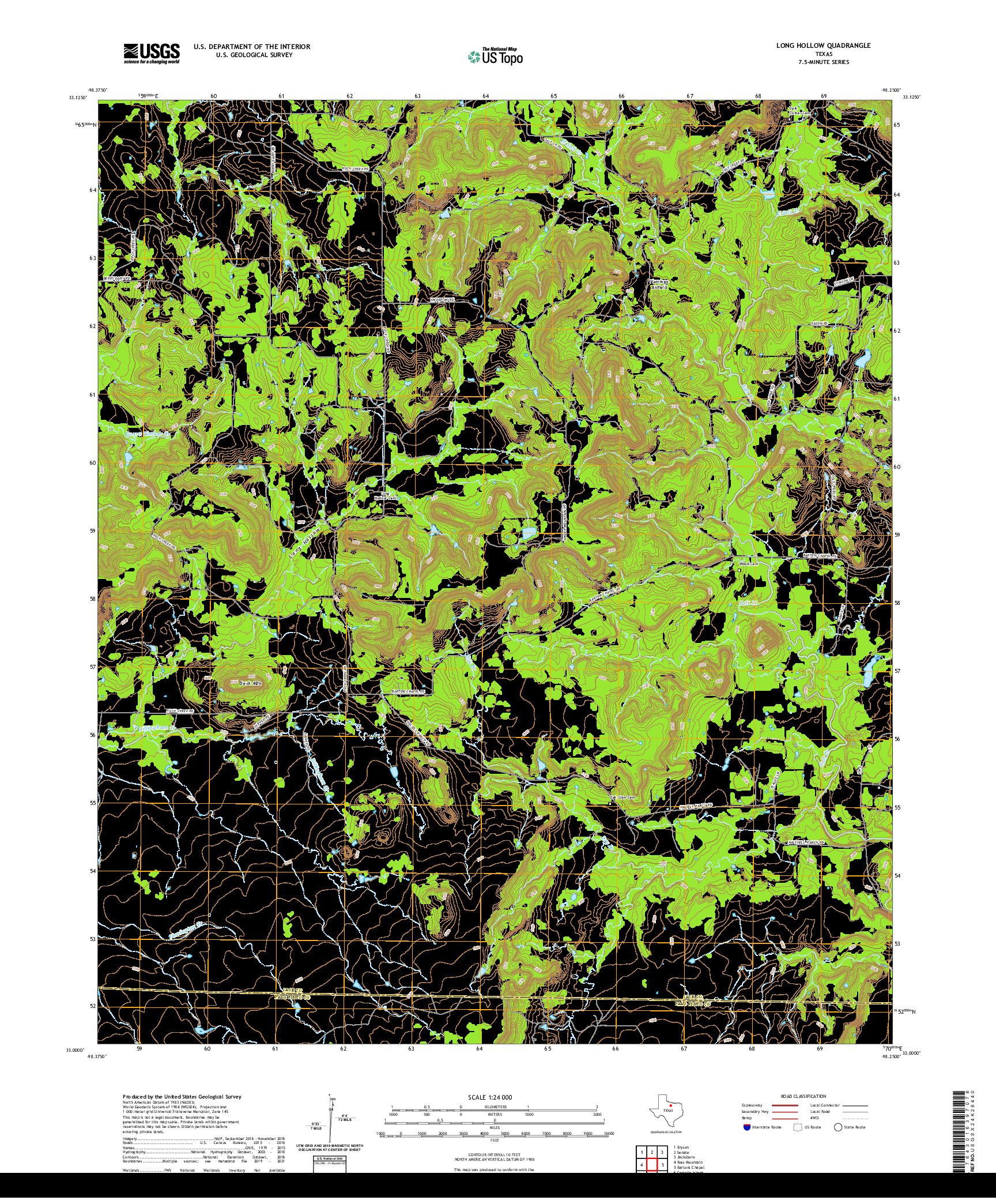 US TOPO 7.5-MINUTE MAP FOR LONG HOLLOW, TX