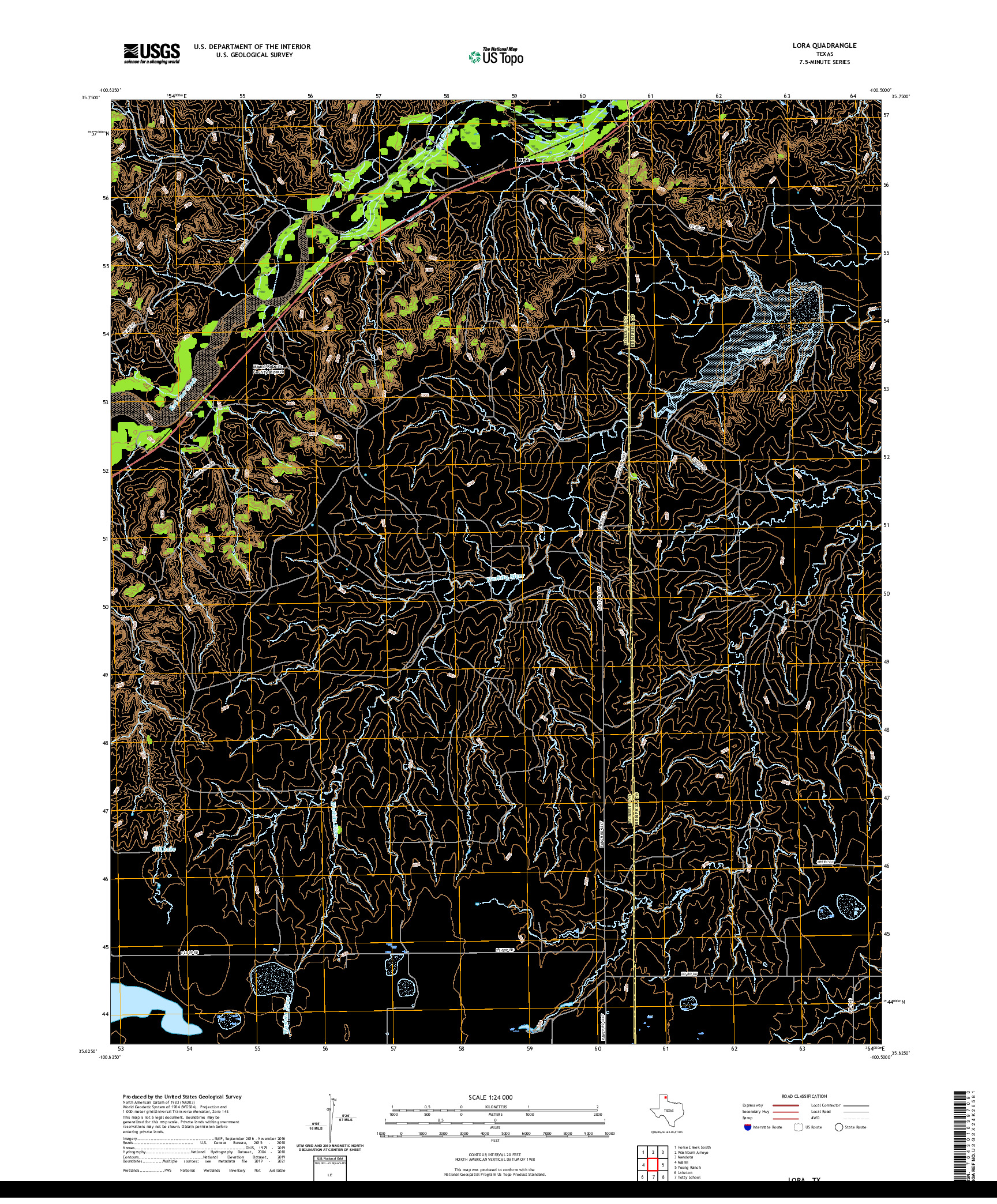 US TOPO 7.5-MINUTE MAP FOR LORA, TX