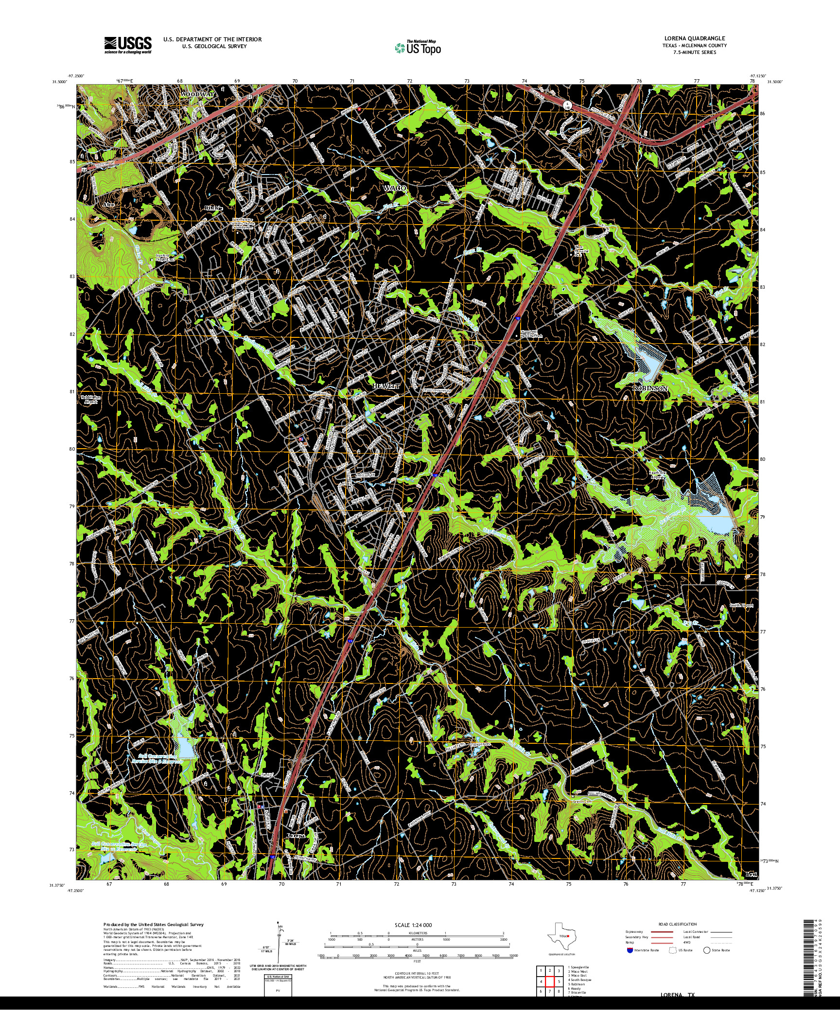 US TOPO 7.5-MINUTE MAP FOR LORENA, TX