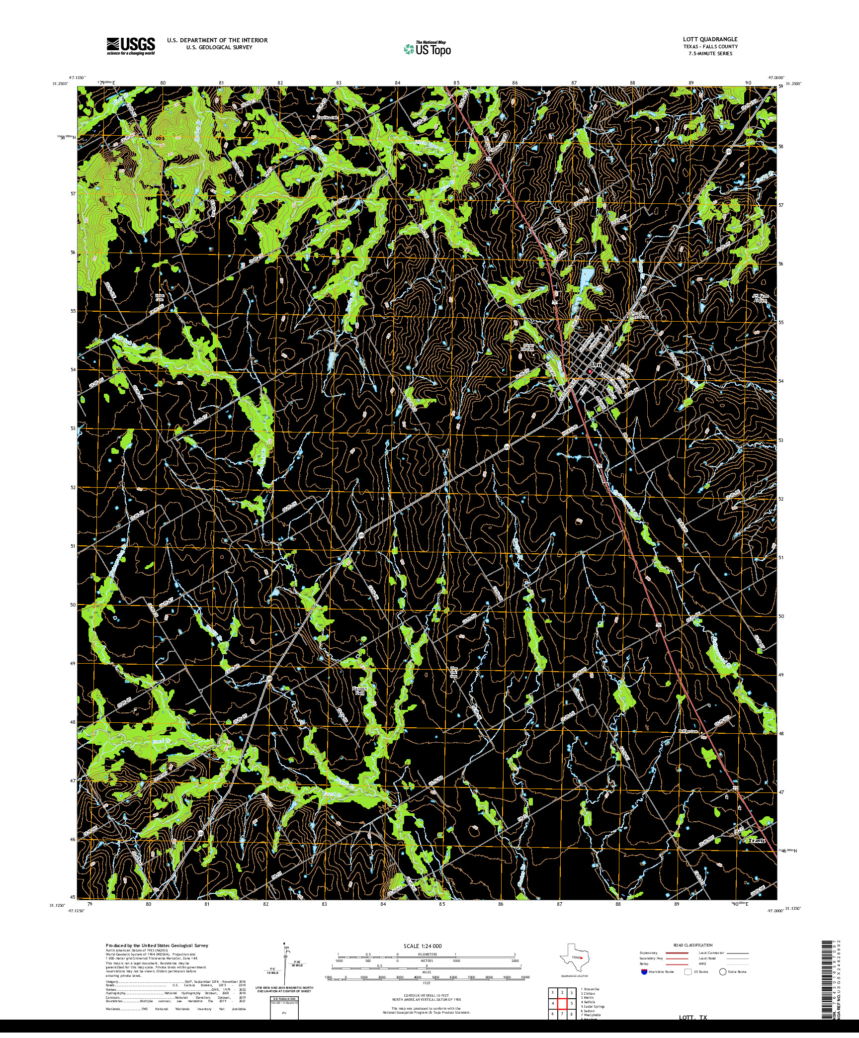 US TOPO 7.5-MINUTE MAP FOR LOTT, TX