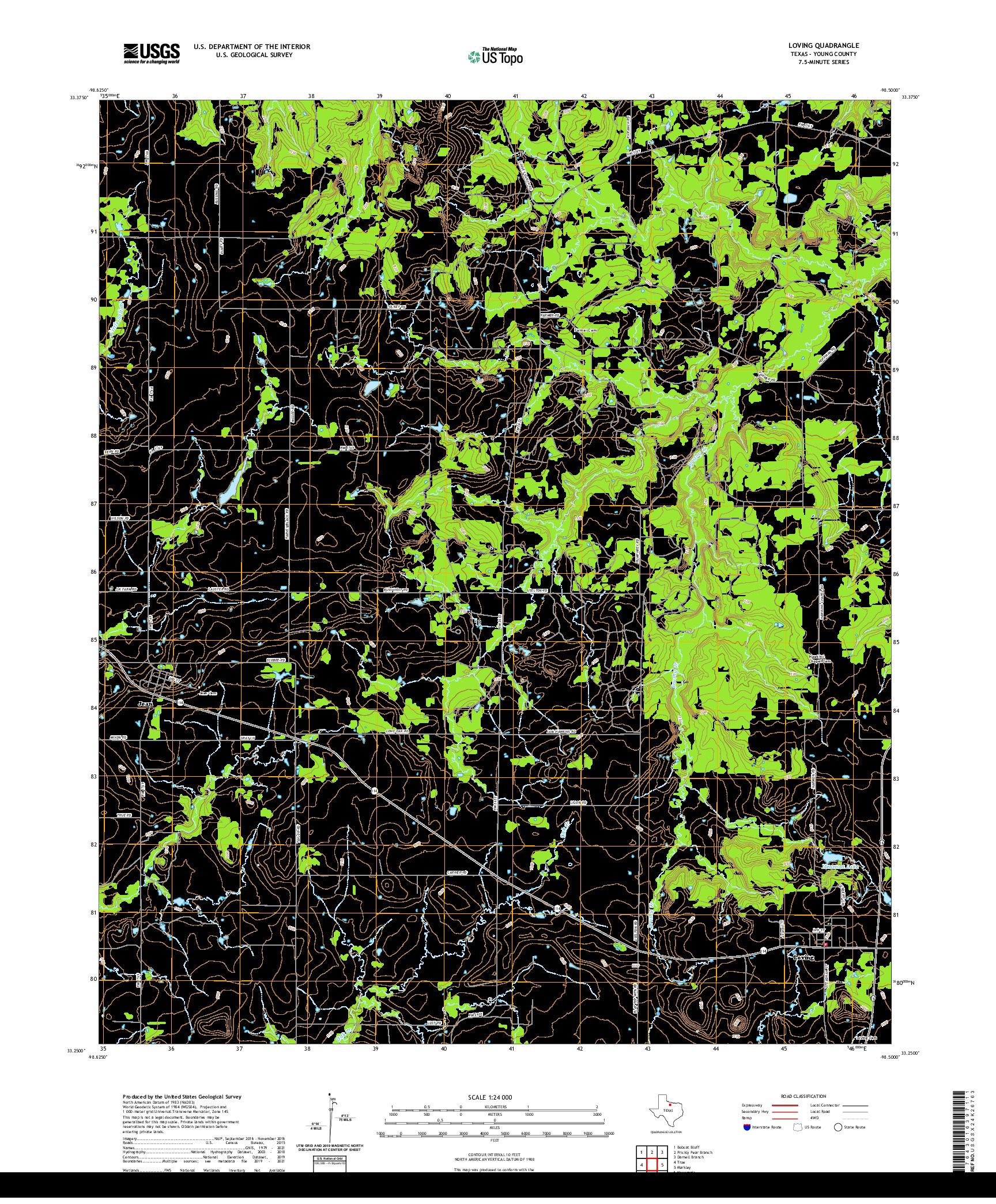 US TOPO 7.5-MINUTE MAP FOR LOVING, TX