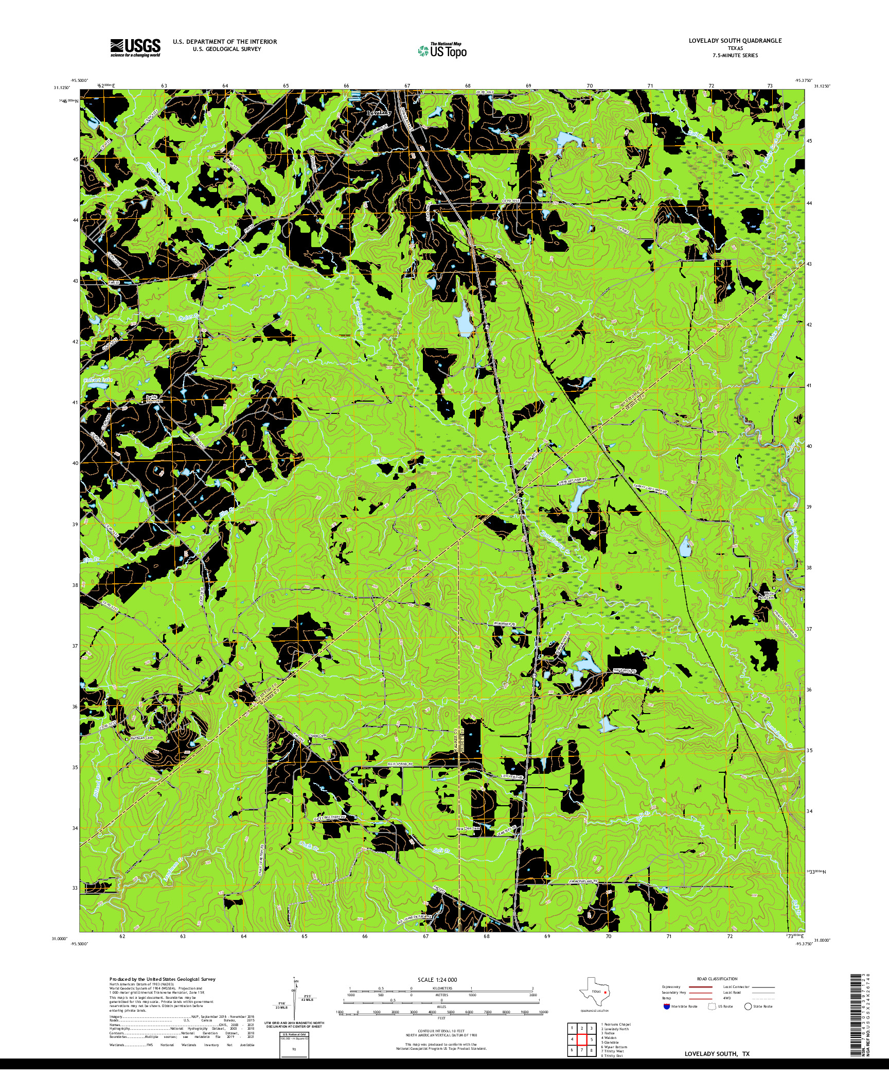 US TOPO 7.5-MINUTE MAP FOR LOVELADY SOUTH, TX