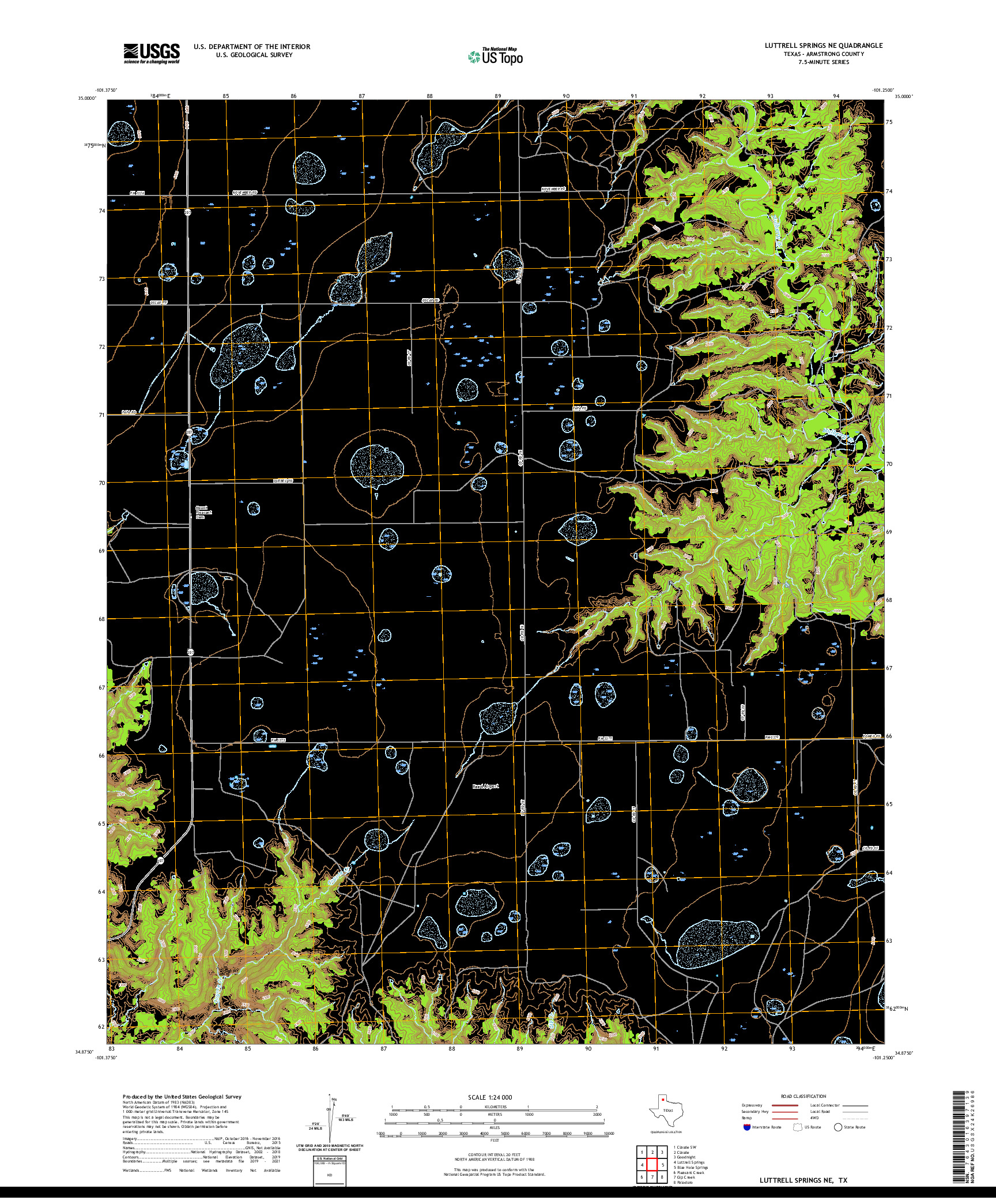 US TOPO 7.5-MINUTE MAP FOR LUTTRELL SPRINGS NE, TX