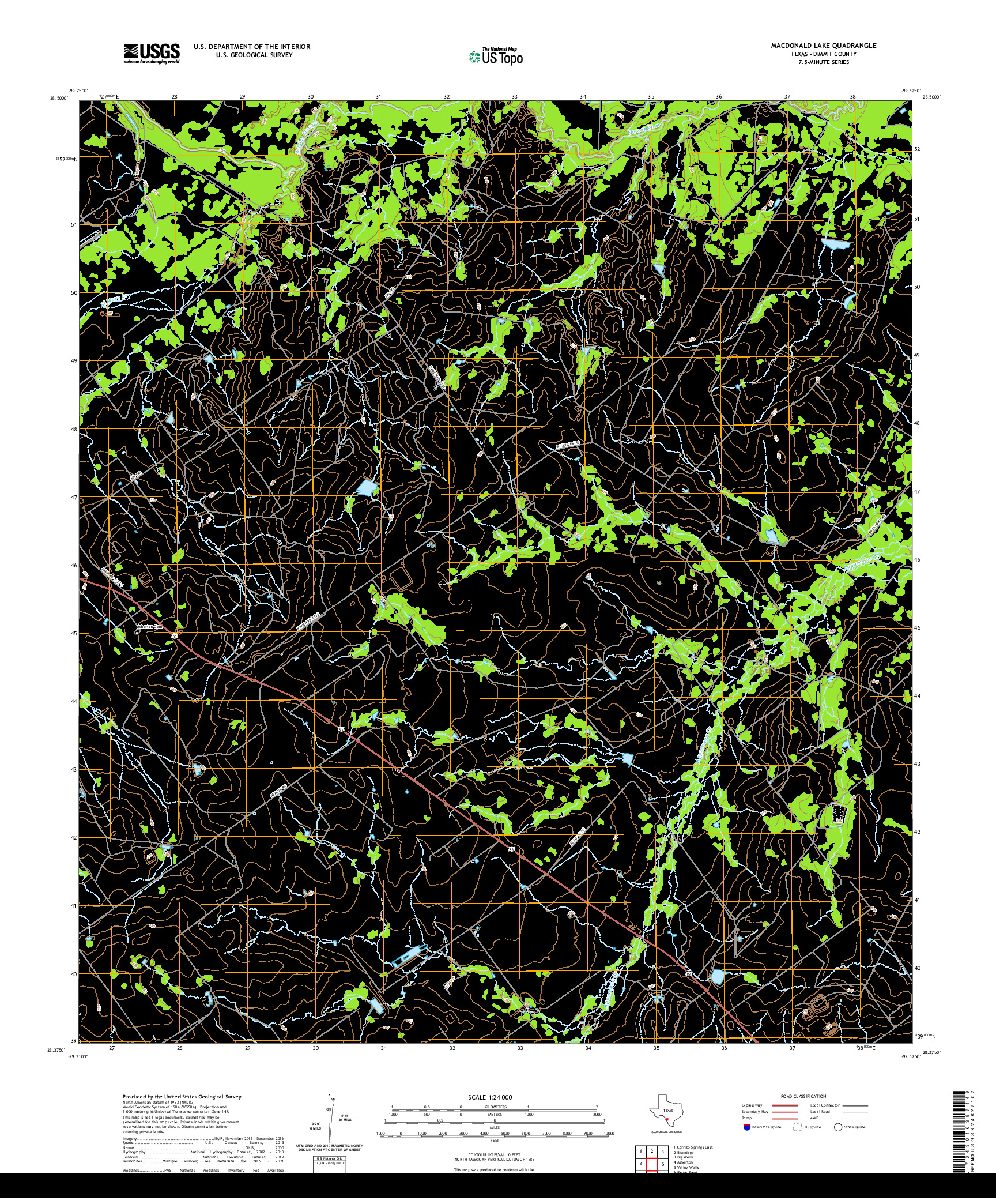 US TOPO 7.5-MINUTE MAP FOR MACDONALD LAKE, TX