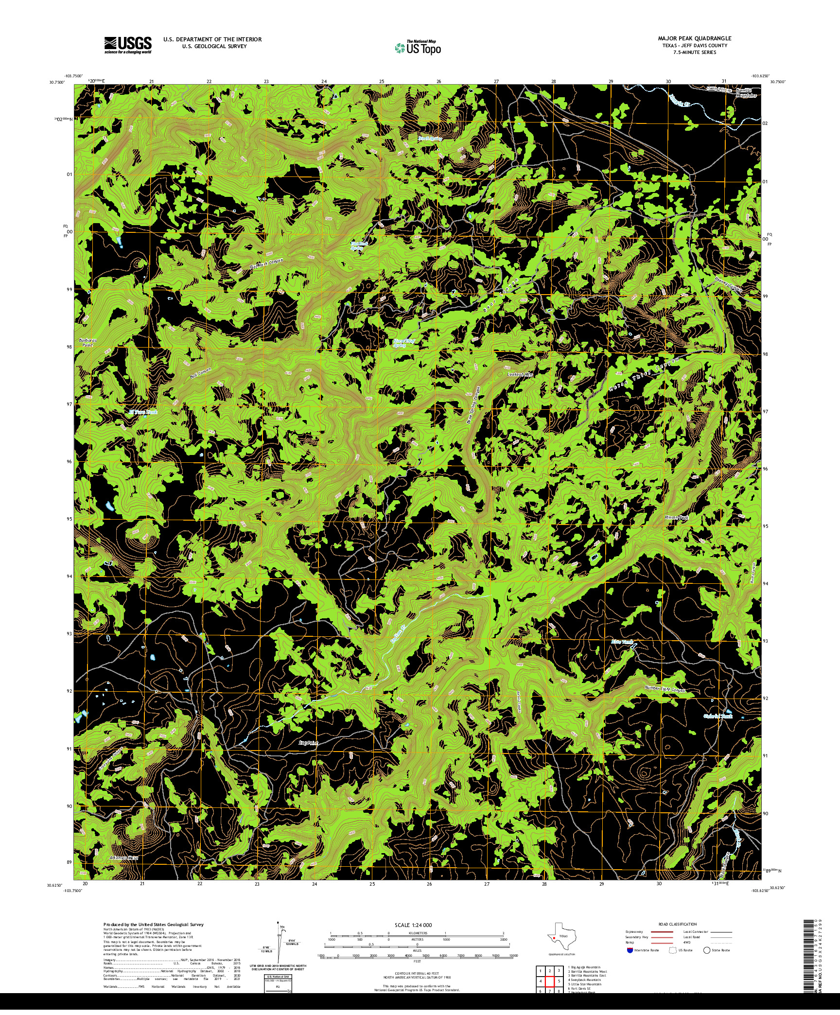 US TOPO 7.5-MINUTE MAP FOR MAJOR PEAK, TX