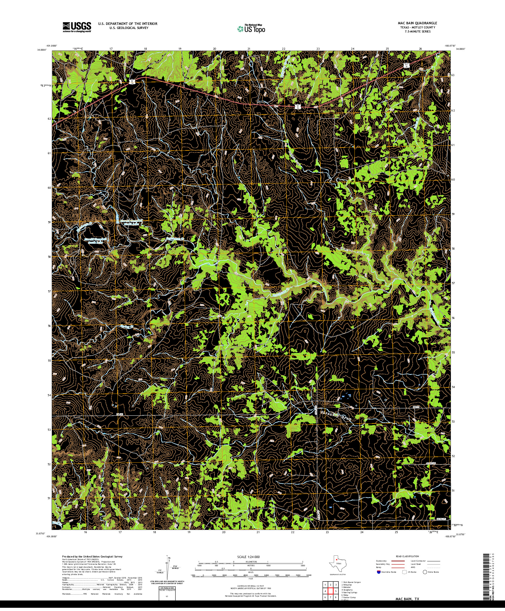 US TOPO 7.5-MINUTE MAP FOR MAC BAIN, TX