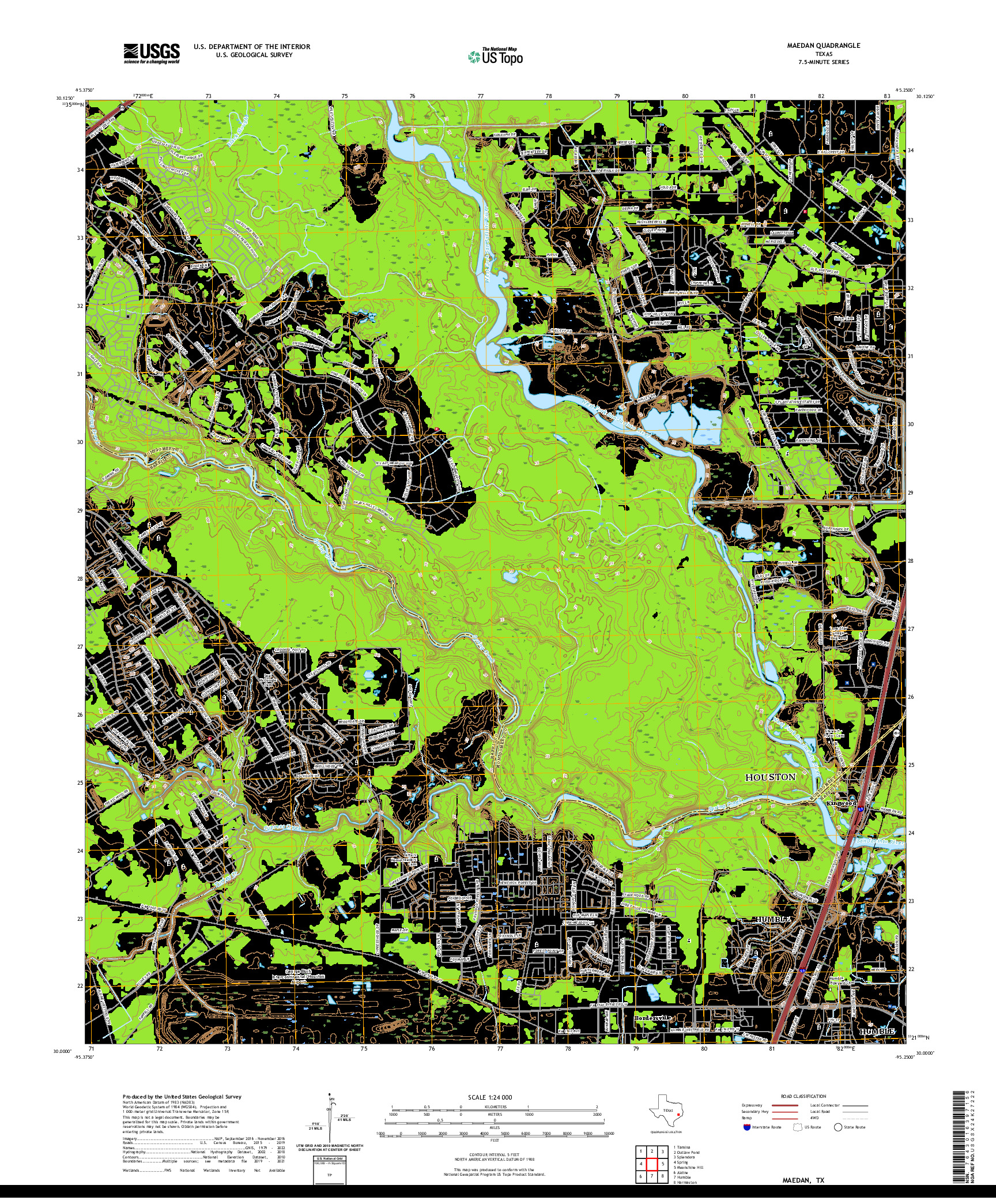 US TOPO 7.5-MINUTE MAP FOR MAEDAN, TX