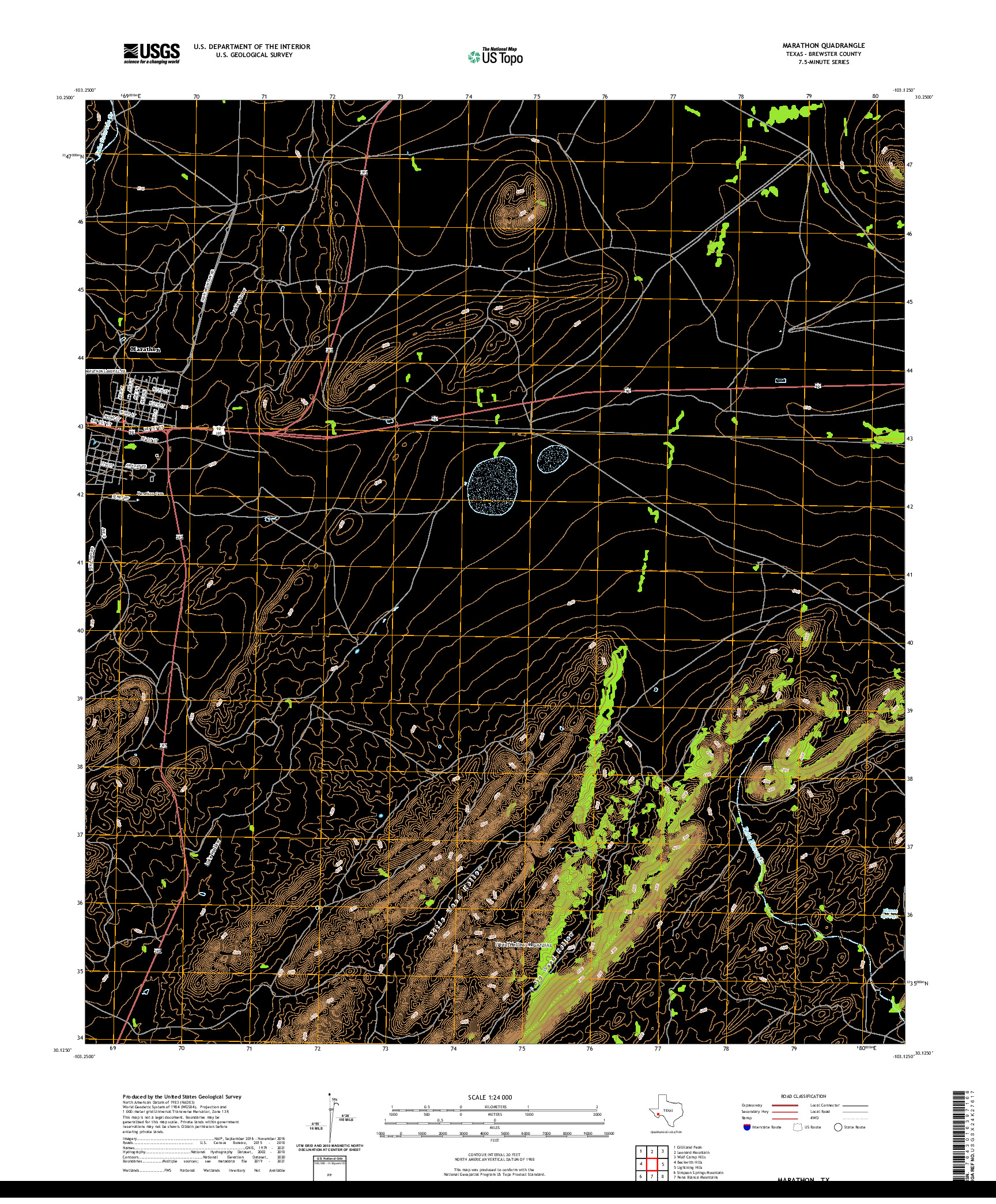 US TOPO 7.5-MINUTE MAP FOR MARATHON, TX