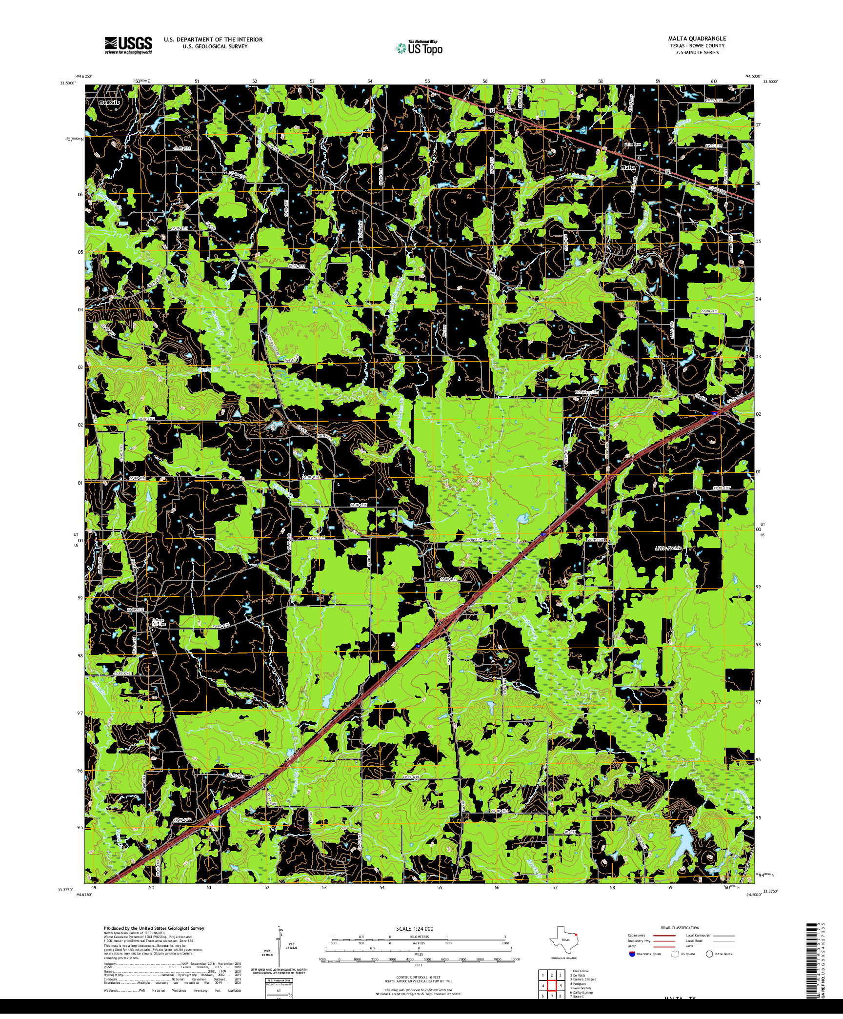 US TOPO 7.5-MINUTE MAP FOR MALTA, TX