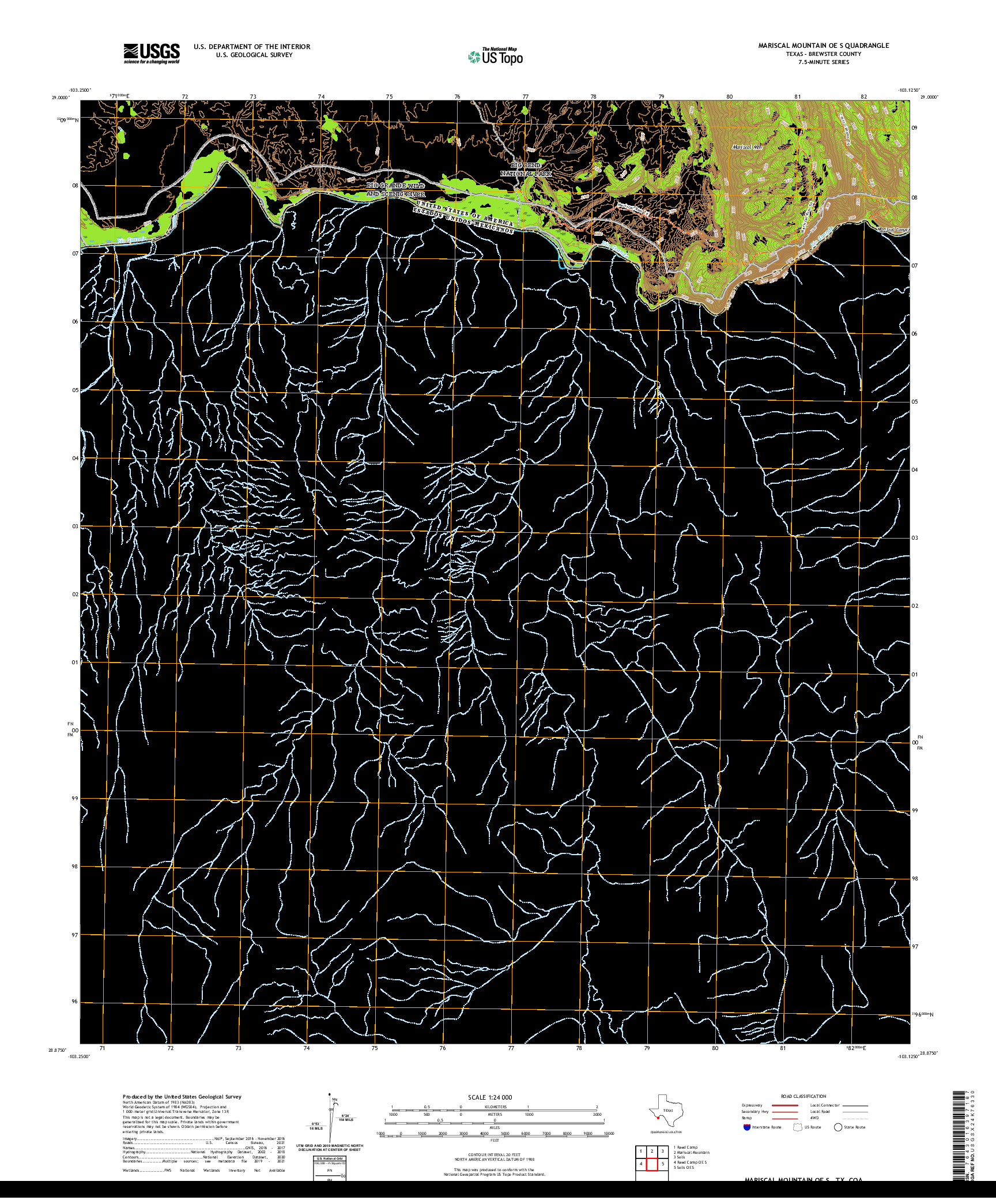 US TOPO 7.5-MINUTE MAP FOR MARISCAL MOUNTAIN OE S, TX,COA