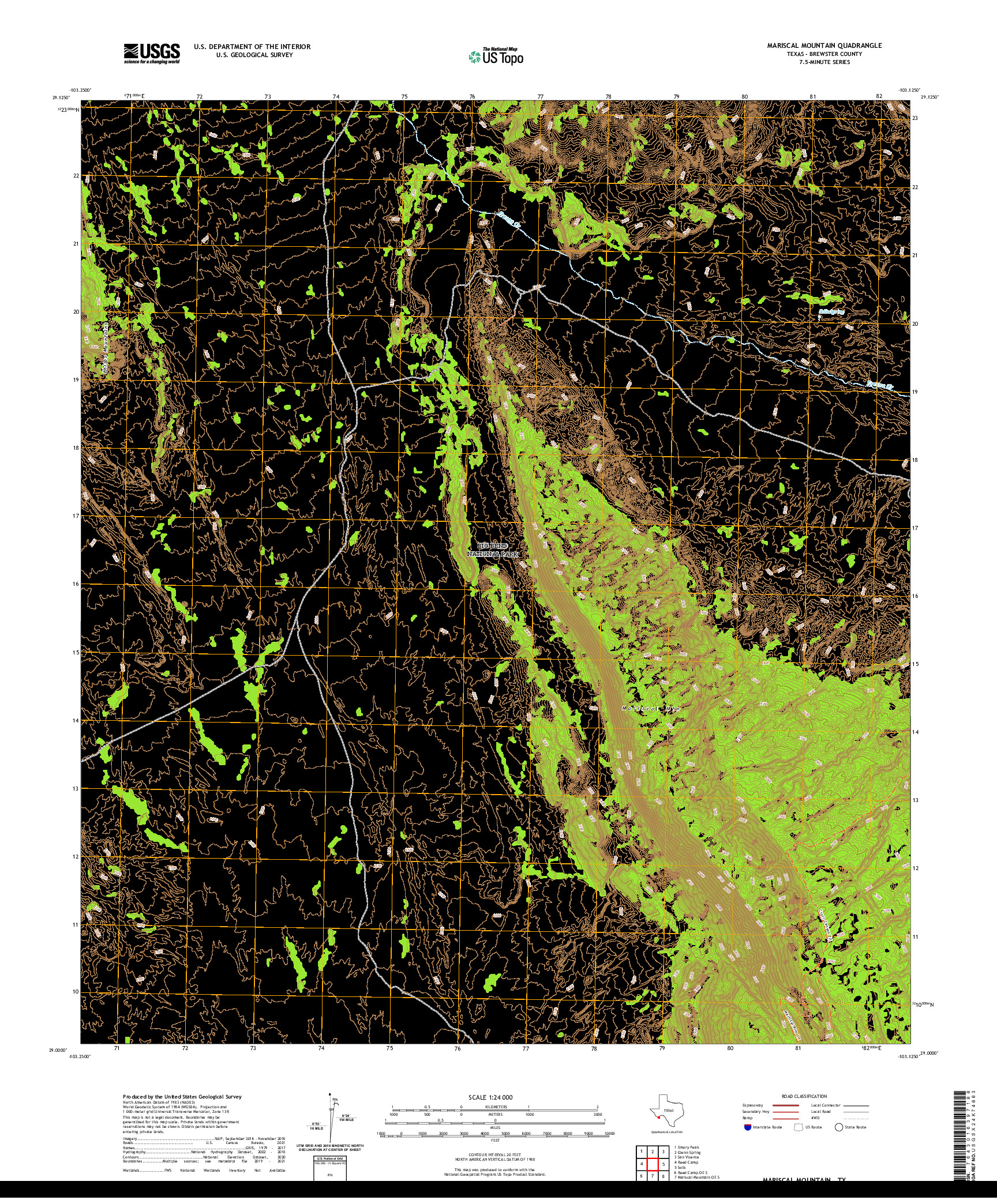 US TOPO 7.5-MINUTE MAP FOR MARISCAL MOUNTAIN, TX