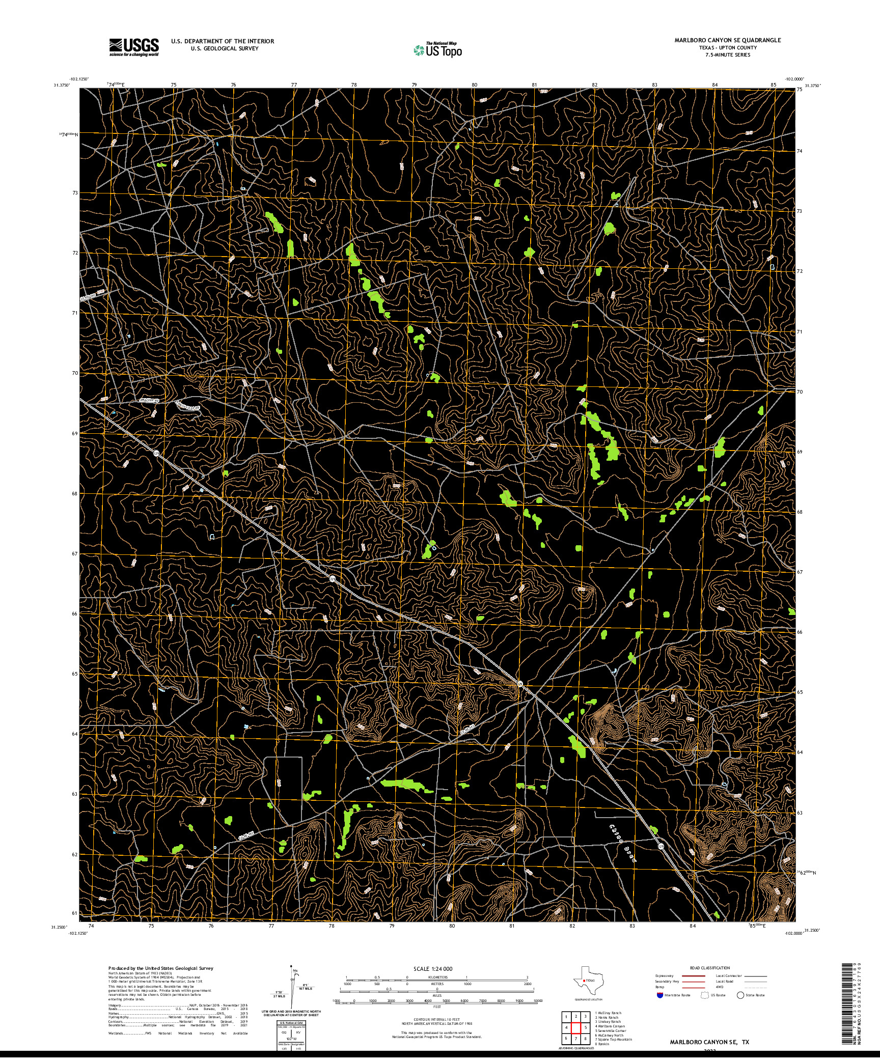 US TOPO 7.5-MINUTE MAP FOR MARLBORO CANYON SE, TX