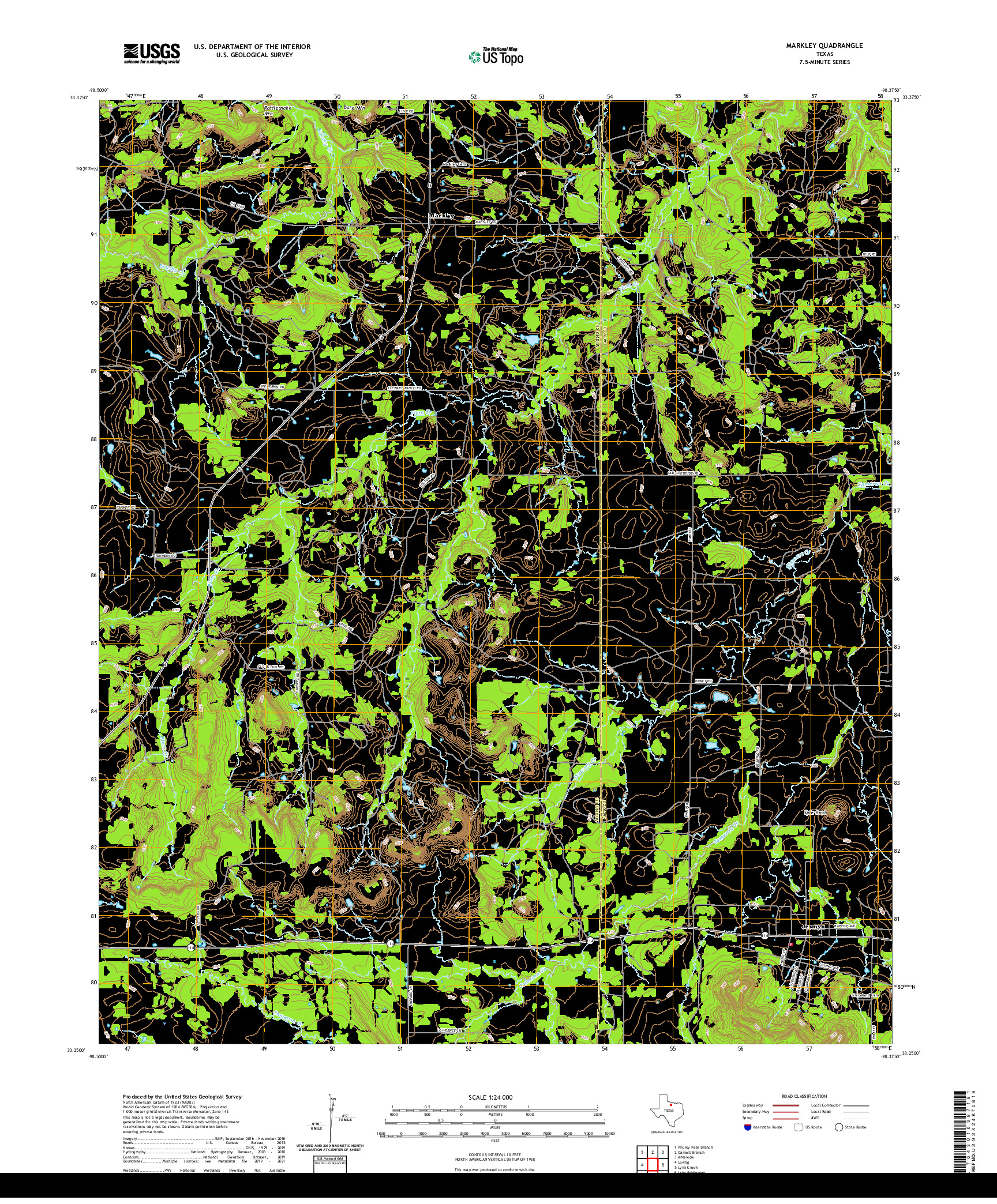 US TOPO 7.5-MINUTE MAP FOR MARKLEY, TX