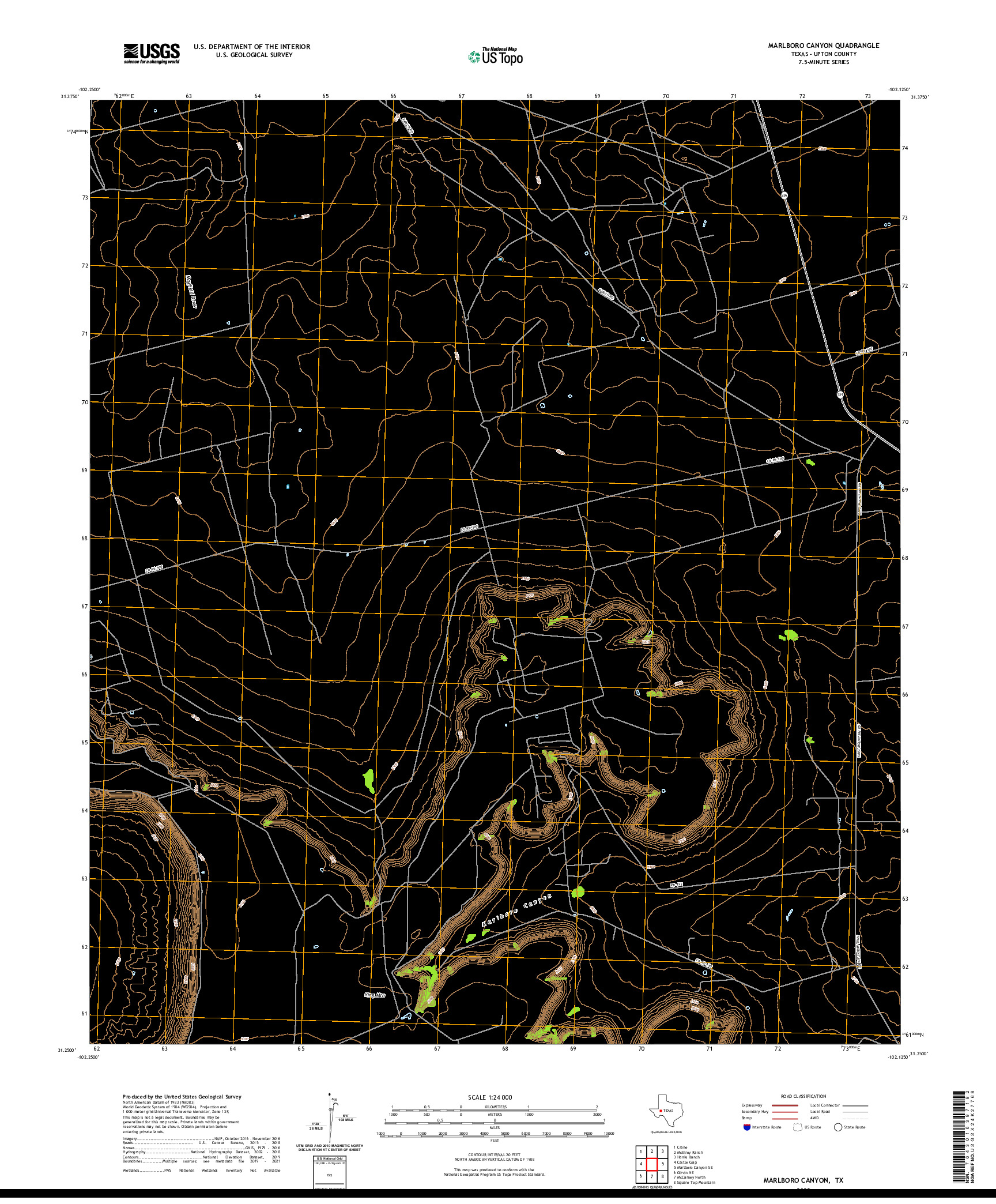 US TOPO 7.5-MINUTE MAP FOR MARLBORO CANYON, TX