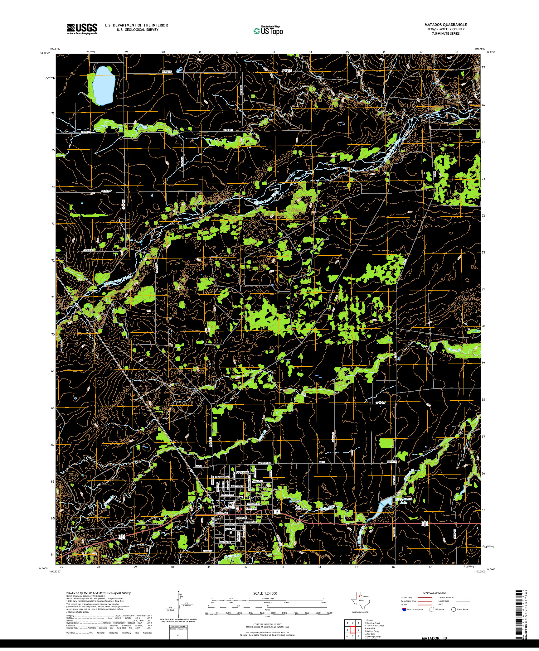 US TOPO 7.5-MINUTE MAP FOR MATADOR, TX