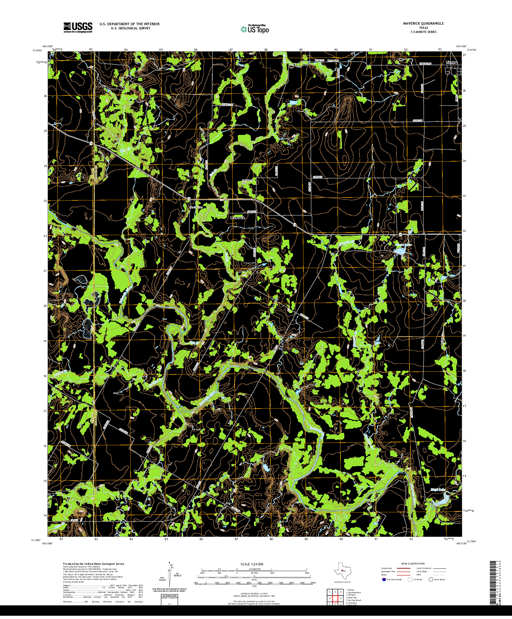 US TOPO 7.5-MINUTE MAP FOR MAVERICK, TX