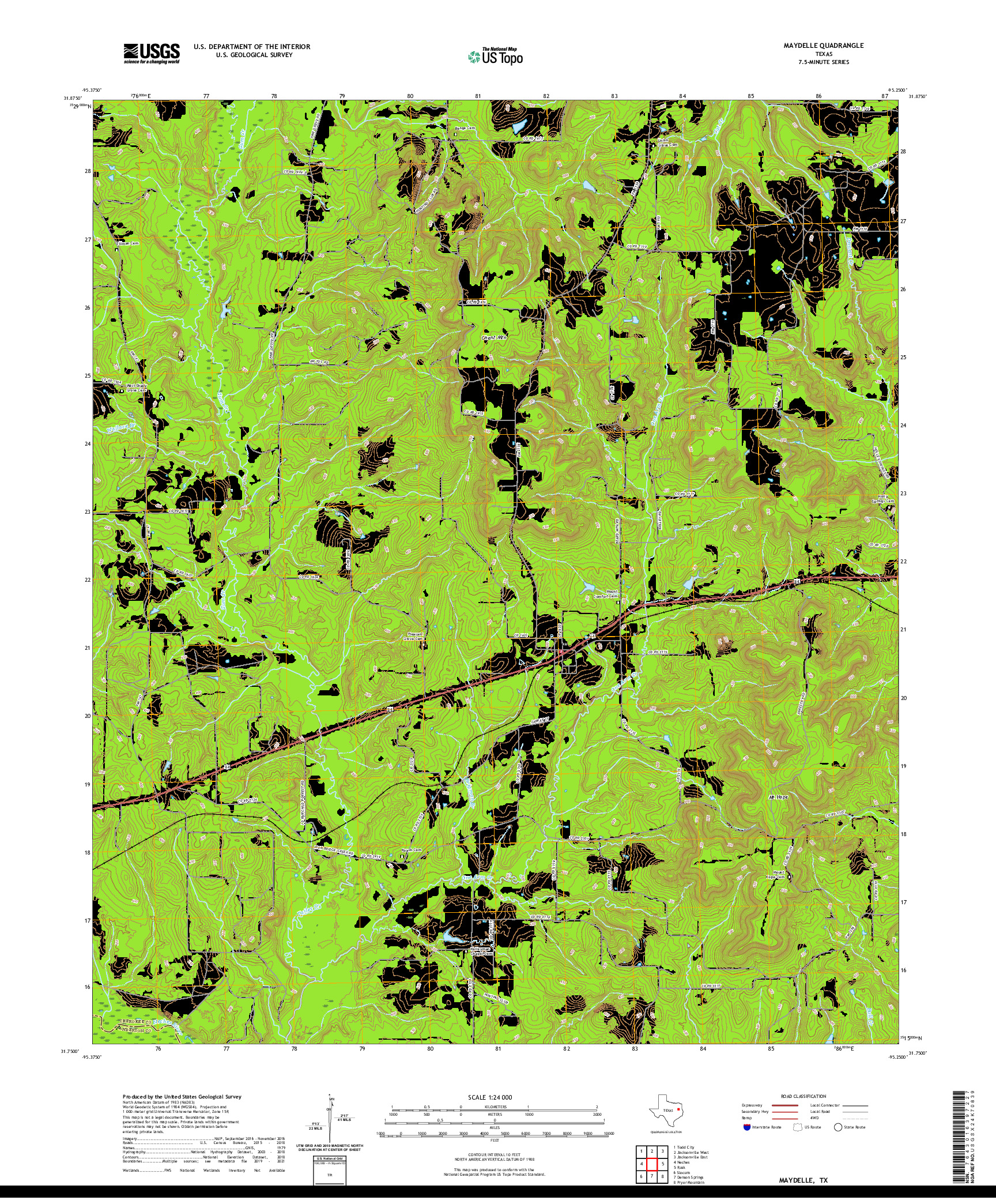 US TOPO 7.5-MINUTE MAP FOR MAYDELLE, TX