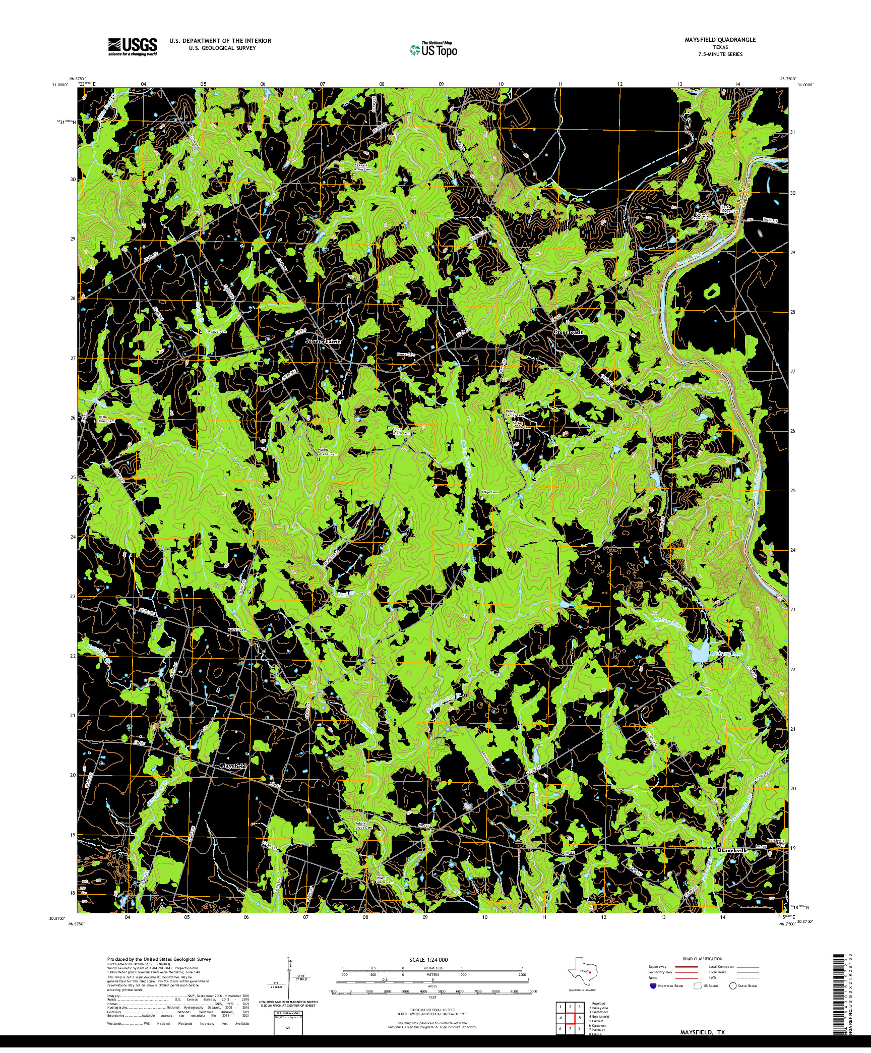 US TOPO 7.5-MINUTE MAP FOR MAYSFIELD, TX