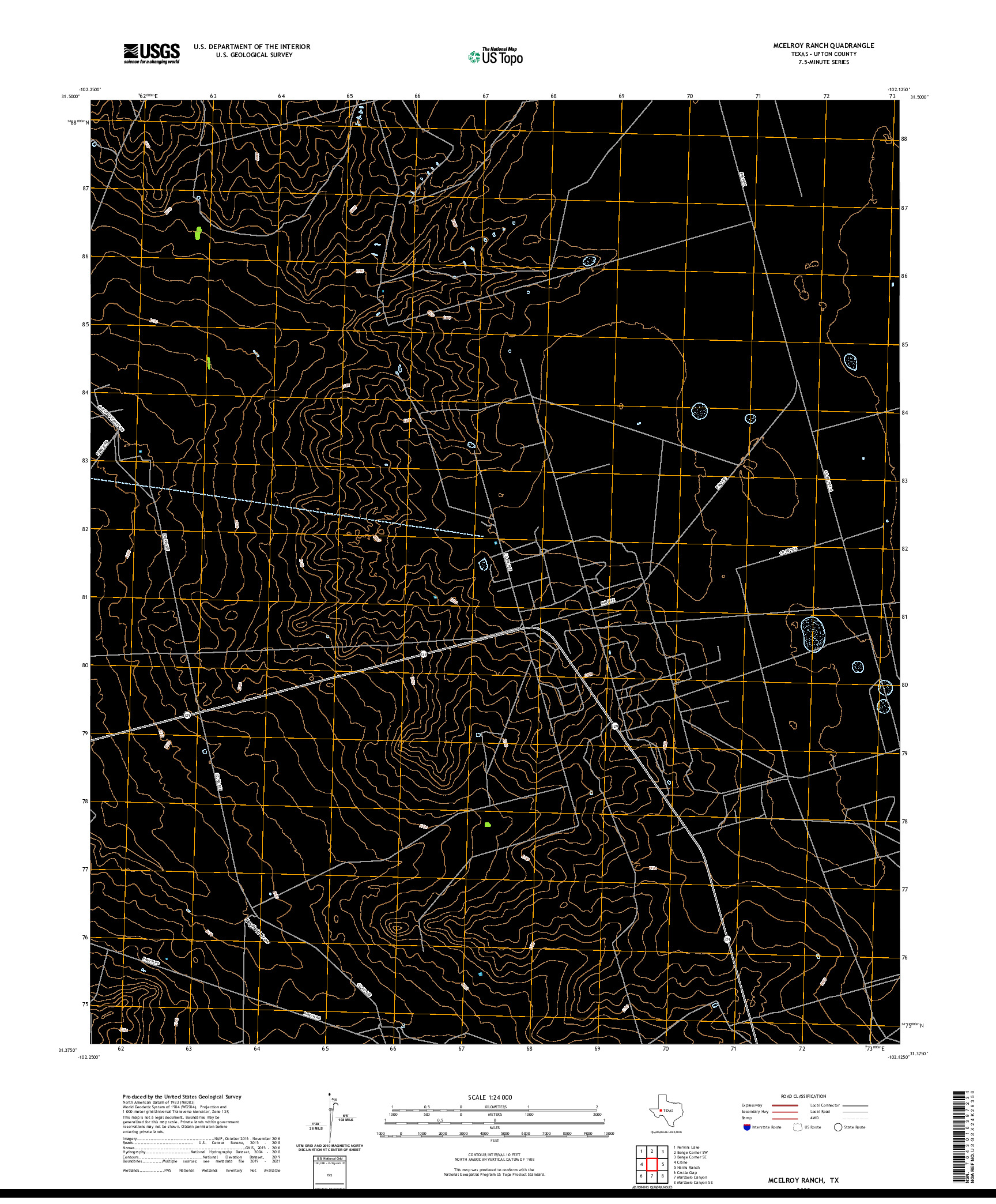 US TOPO 7.5-MINUTE MAP FOR MCELROY RANCH, TX