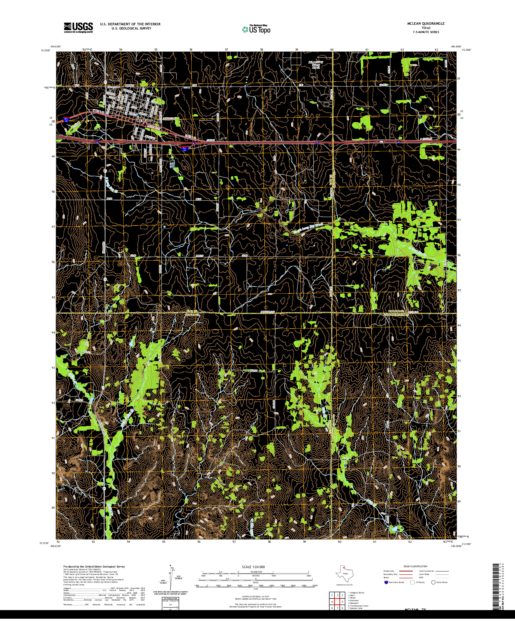 US TOPO 7.5-MINUTE MAP FOR MCLEAN, TX