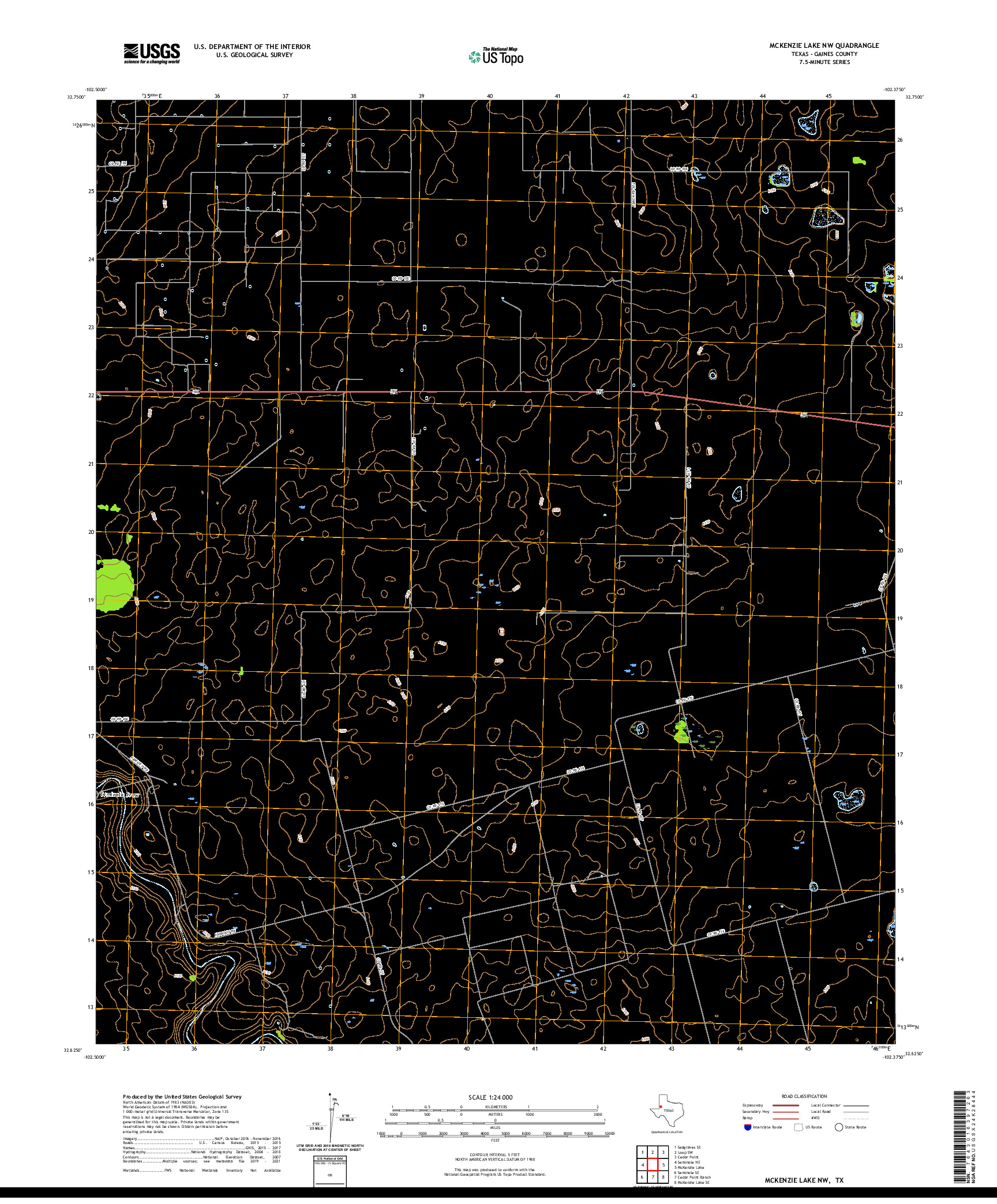 US TOPO 7.5-MINUTE MAP FOR MCKENZIE LAKE NW, TX