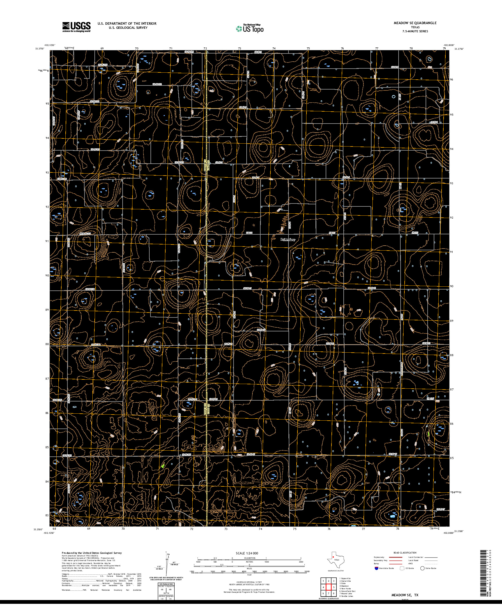 US TOPO 7.5-MINUTE MAP FOR MEADOW SE, TX