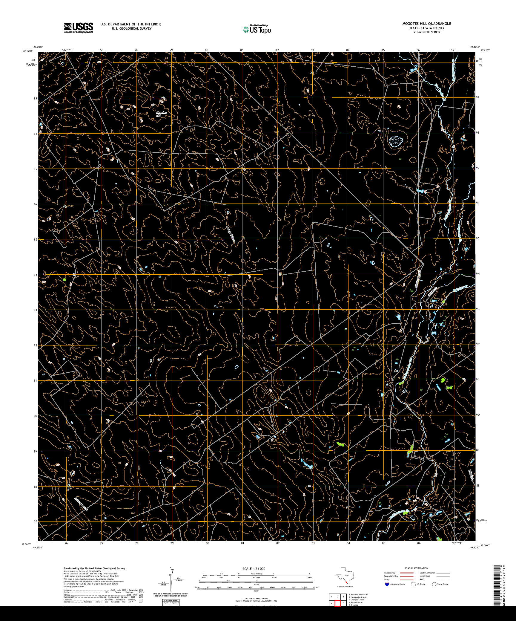 US TOPO 7.5-MINUTE MAP FOR MOGOTES HILL, TX