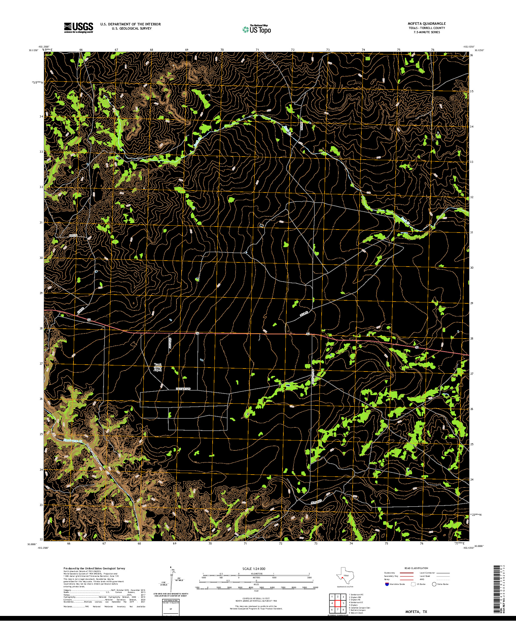 US TOPO 7.5-MINUTE MAP FOR MOFETA, TX