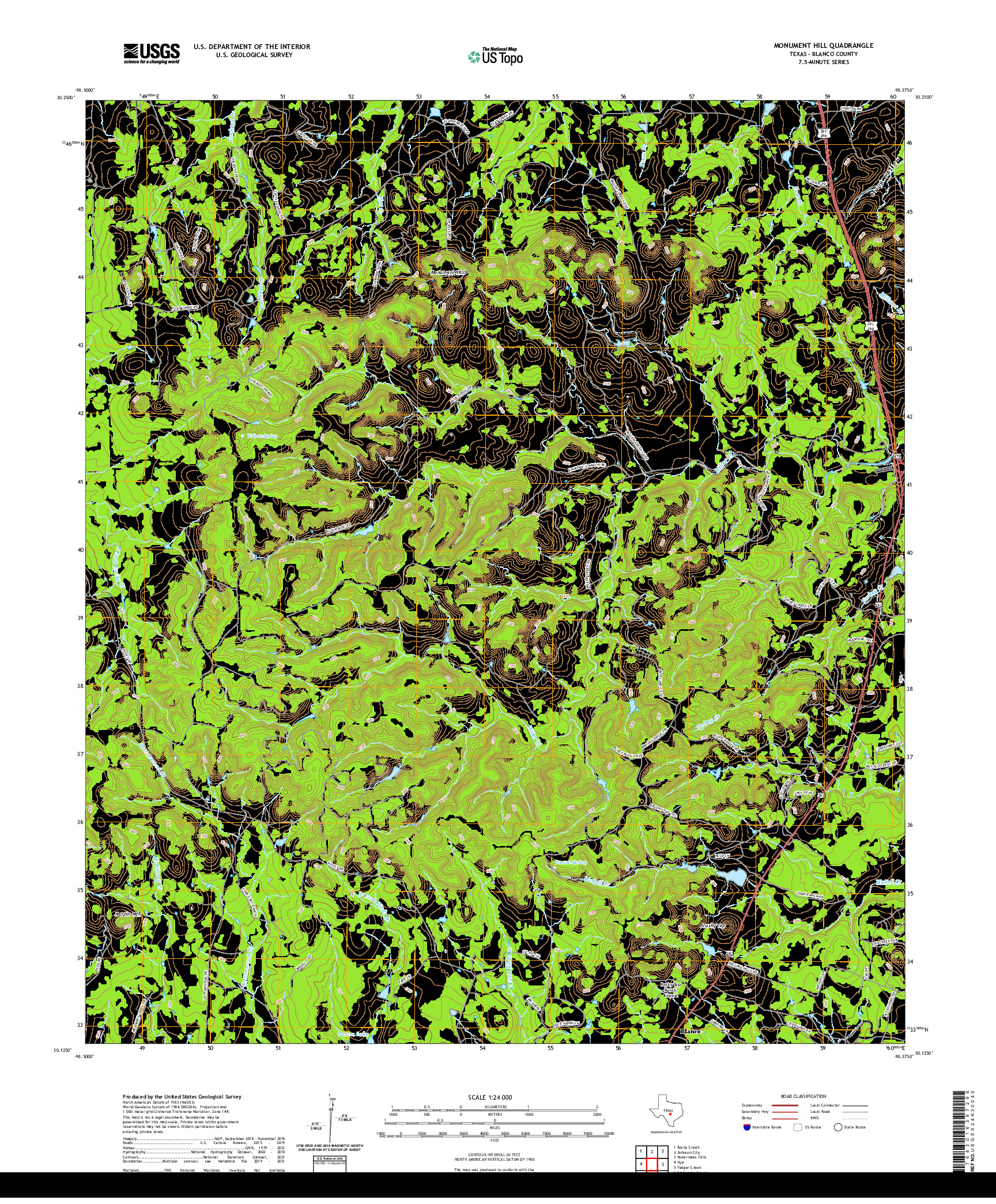 US TOPO 7.5-MINUTE MAP FOR MONUMENT HILL, TX